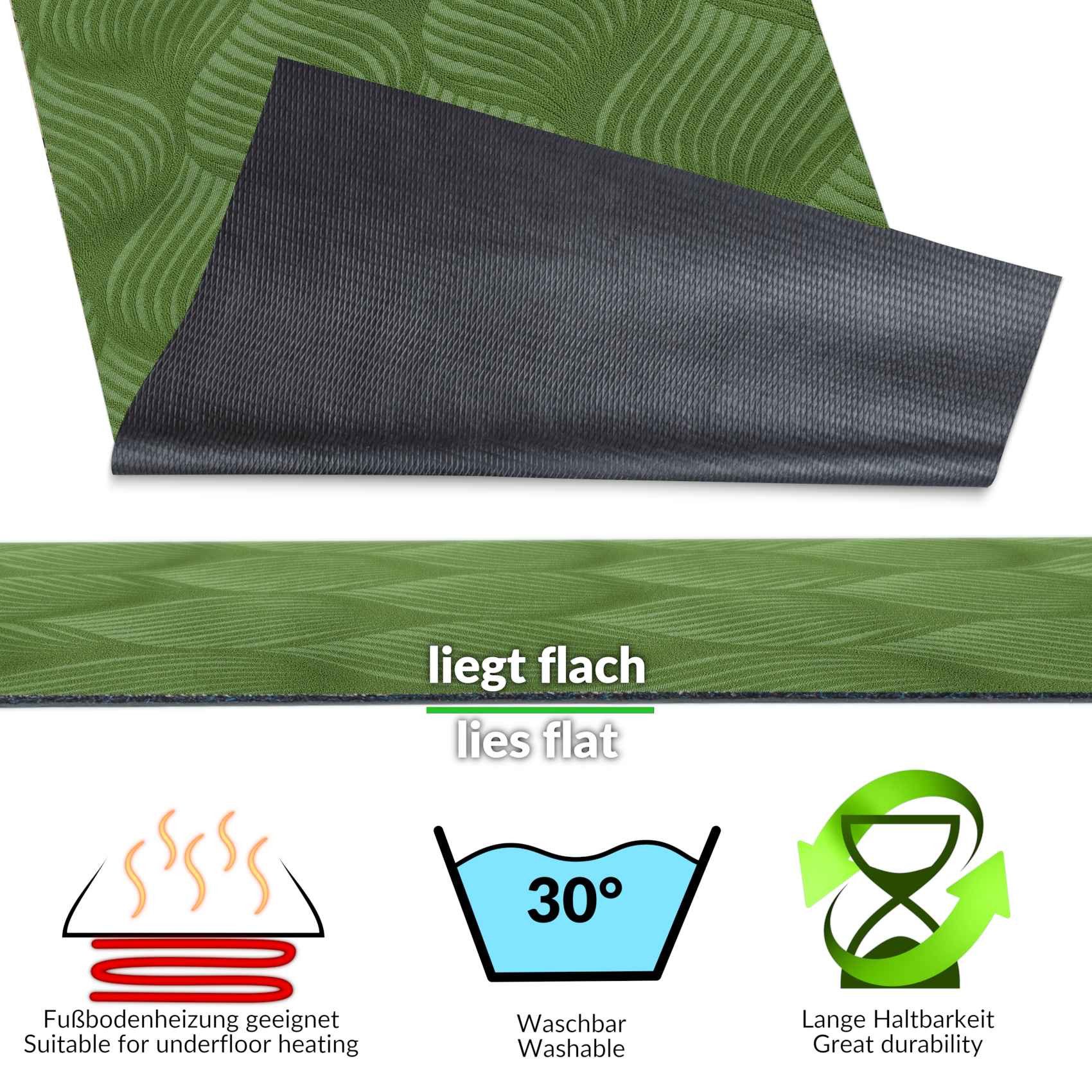 ANRO Küchenläufer Teppichläufer Läufer Textil BAKER Premium, Eckig, Höhe: 3 mm, Velour