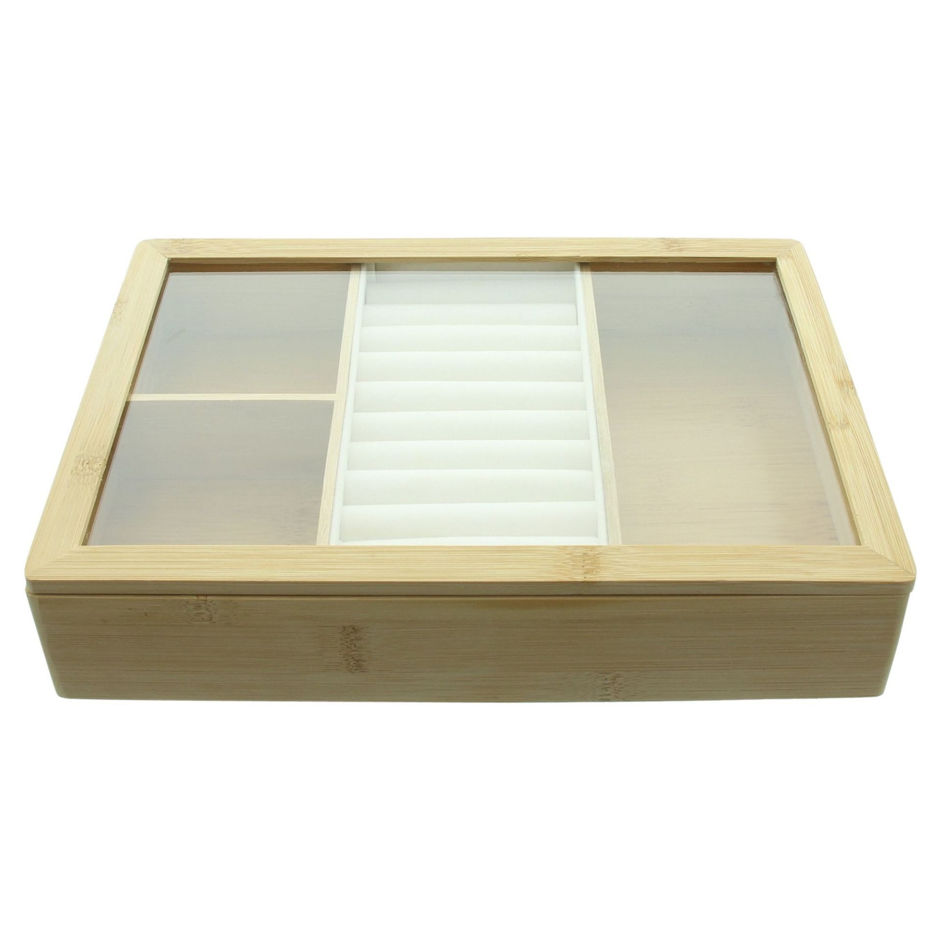 Dekoleidenschaft Schmuckkasten "Bamboo" Schmuckkästchen aus Bambus mit Glasdeckel, Schmuckschatulle, Schmuck Aufbewahrungsbox, Schmuckaufbewahrung – Bild 2 von 5