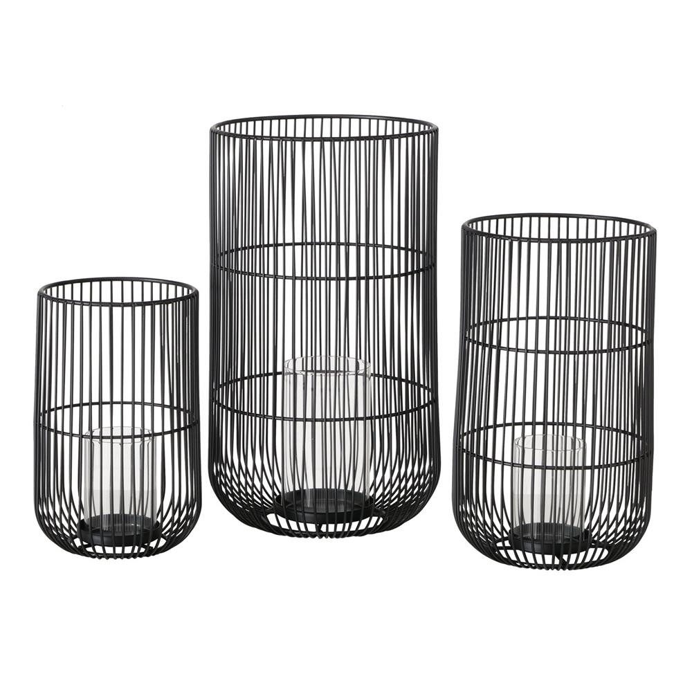 BOLTZE Windlicht Cindy 3er Set Schwarz, Metall Kerzenhalter ...