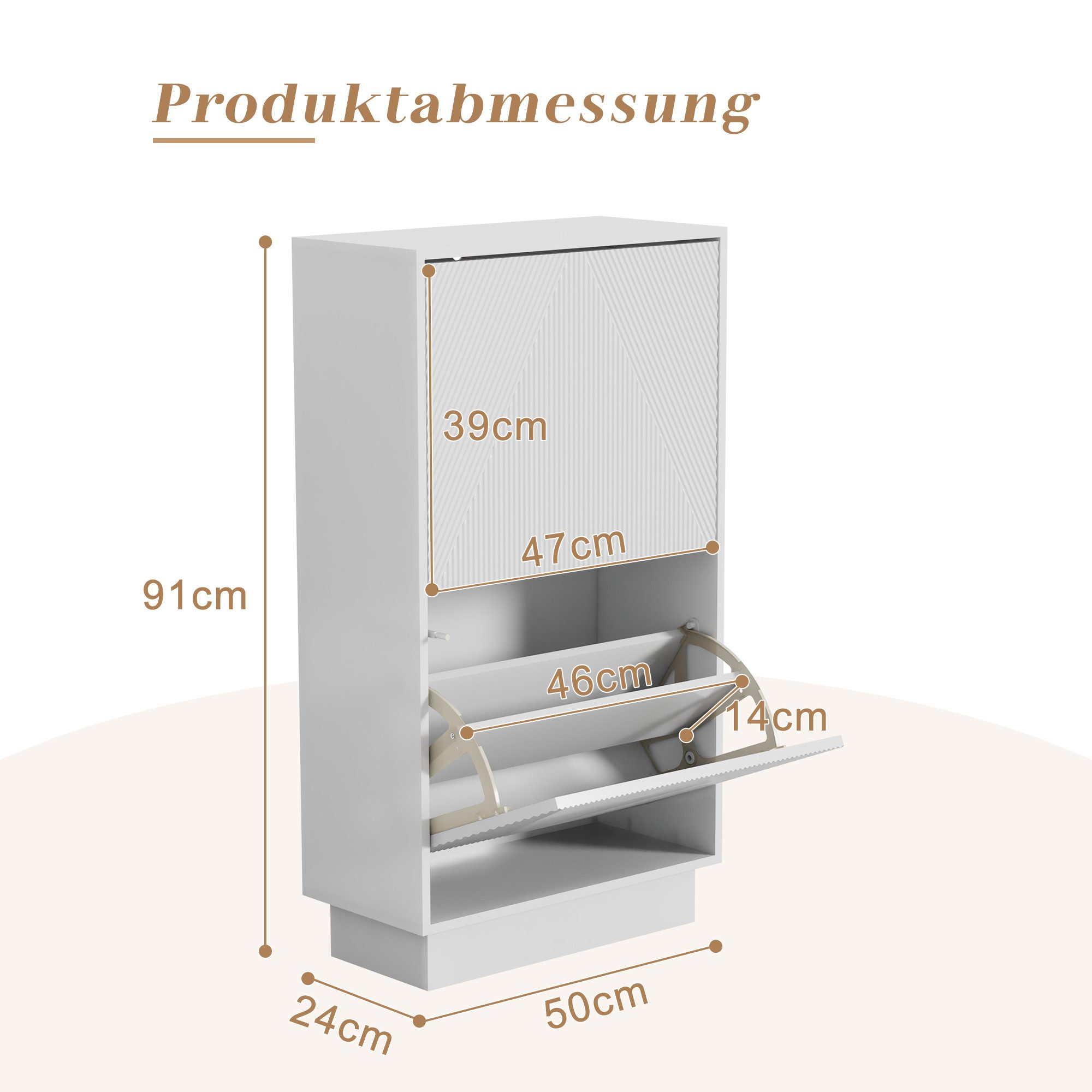 UEV Schuhschrank mit 2/3 Klappen schmal Schuhkommode mit Kippschutz Schuhregal (Packung, Schuhständeregal mit Drucktüröffner für Flur Eingang Platzsparend) Tren – Bild 3 von 5