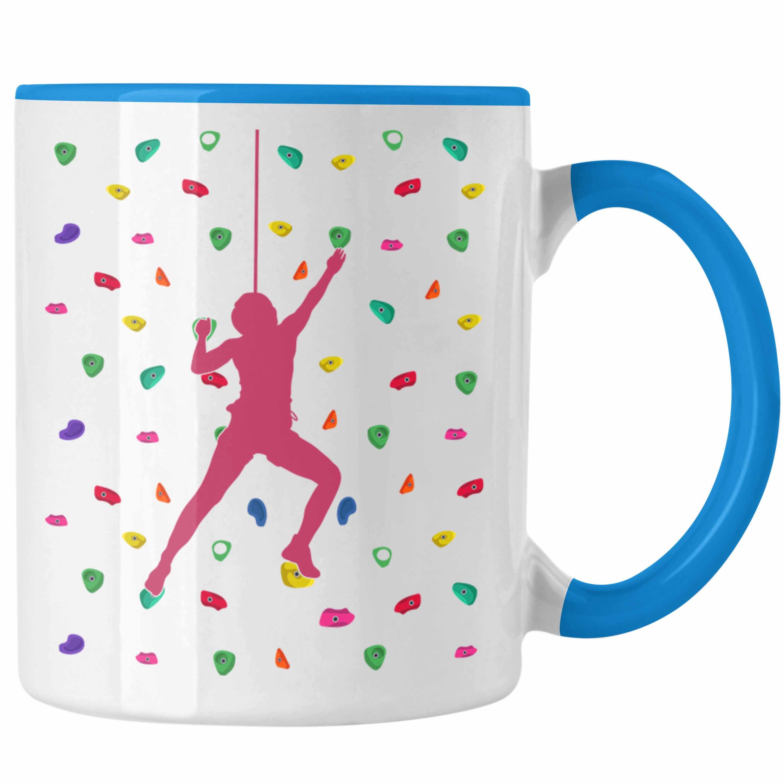 Trendation Tasse - Hobby Geschenk Geschenkidee Tasse Tasse Lustige Trendation Kletterer Klettern Blau