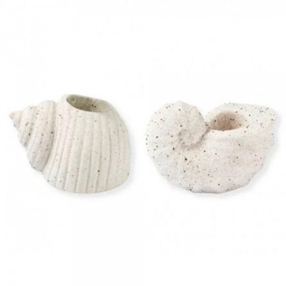 Greengate Kerzenhalter Teelichthalter Set Muschel Conch White (2-teilig)