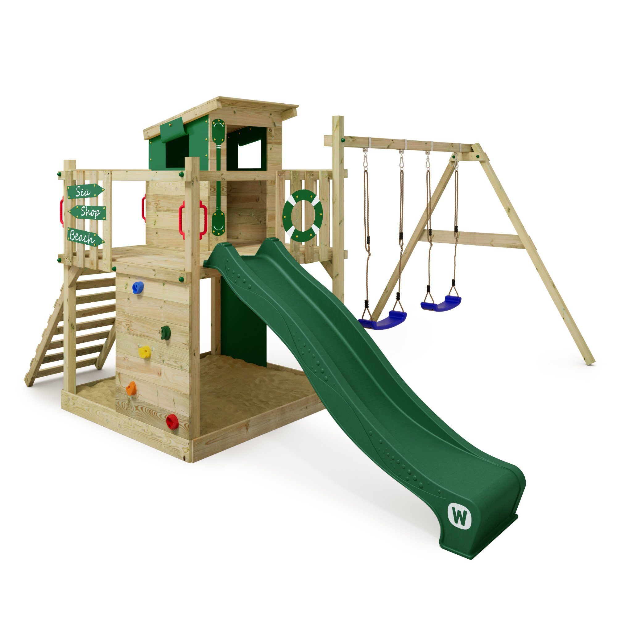 Wickey Spielturm Smart Camp – Kletterturm mit Rutsche, Schaukel & Spielhaus, Hochwertiges Klettergerüst mit 10 Jahren Garantie*