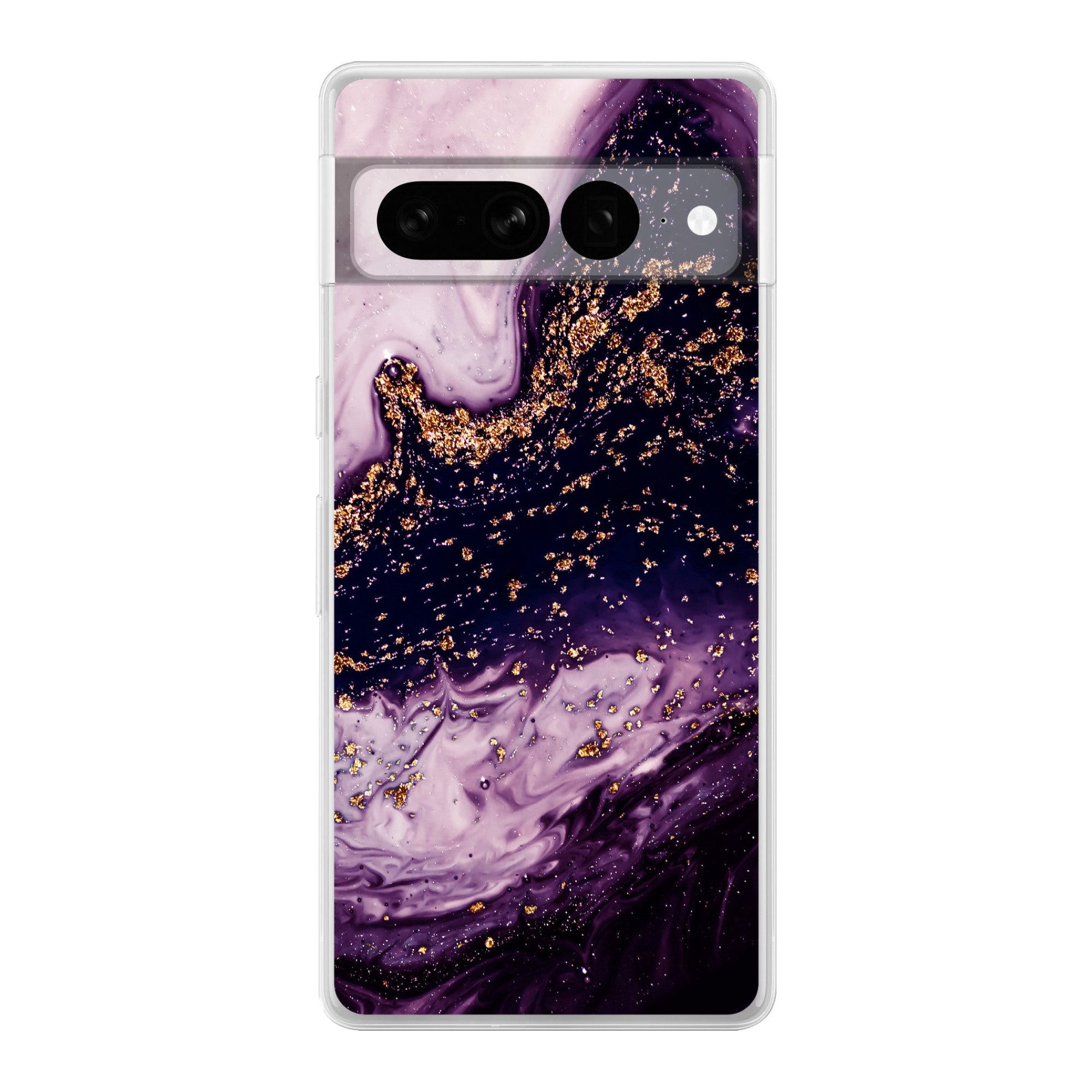 MuchoWow Handyhülle für Google Pixel 7 Pro Marmor - Gold - Naturstein, Phone Case, Silikon, Schutzhülle Dünn