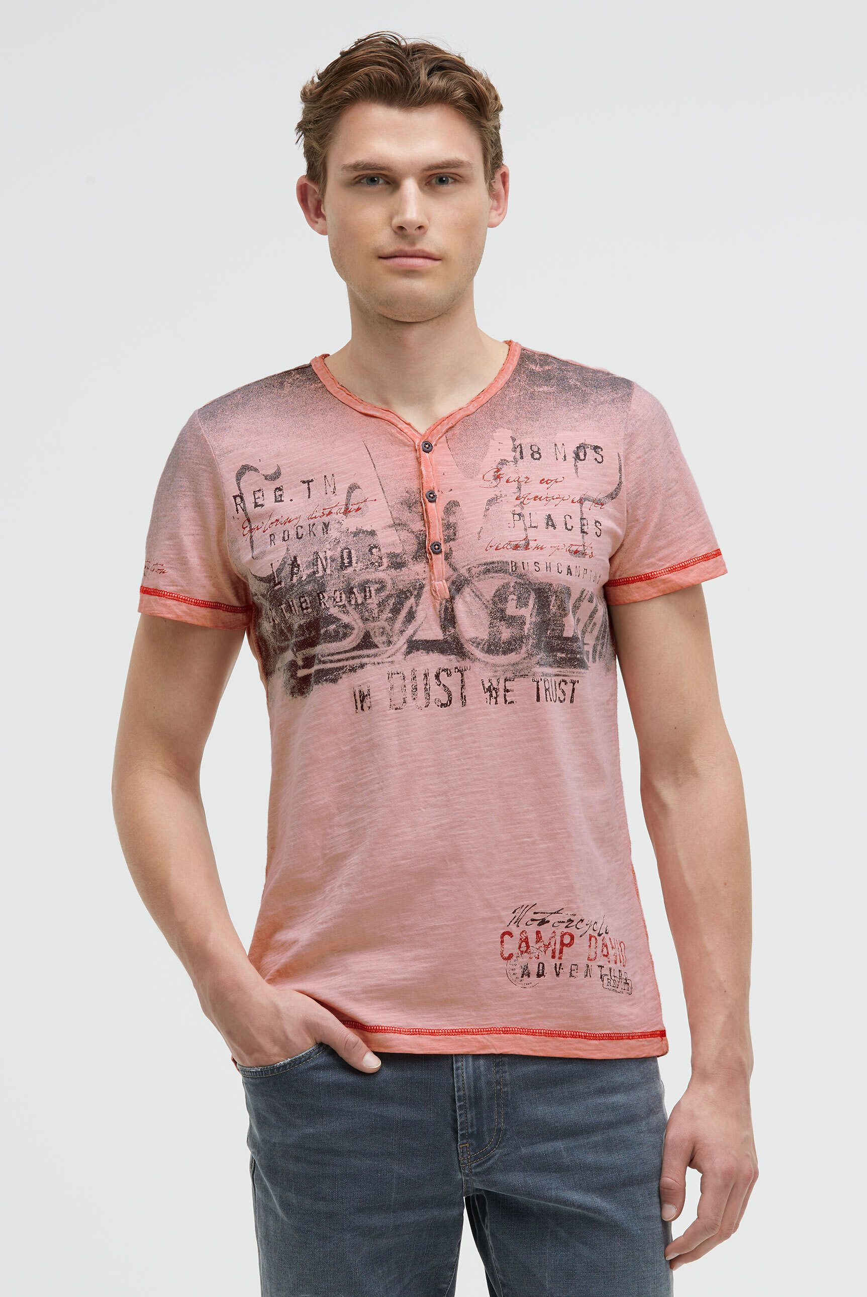 CAMP DAVID Henleyshirt mit offener Kante günstig online kaufen