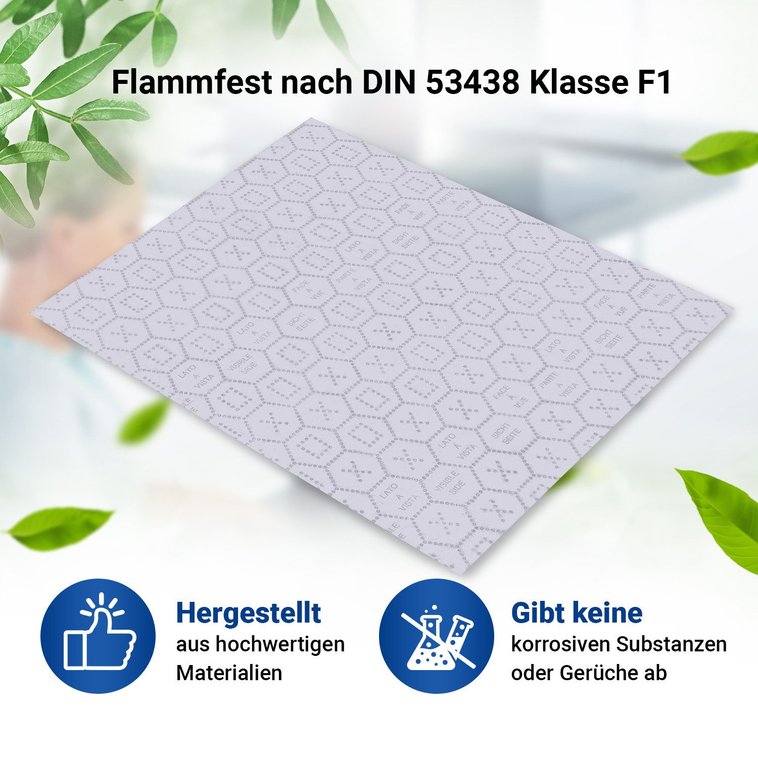 VIOKS Filtermatte Fettfiltermatte 570x470 mm universal, für Dunstabzugshaube, (4-St), Vliesfilter zuschneidbar mit Sättigungsanzeige