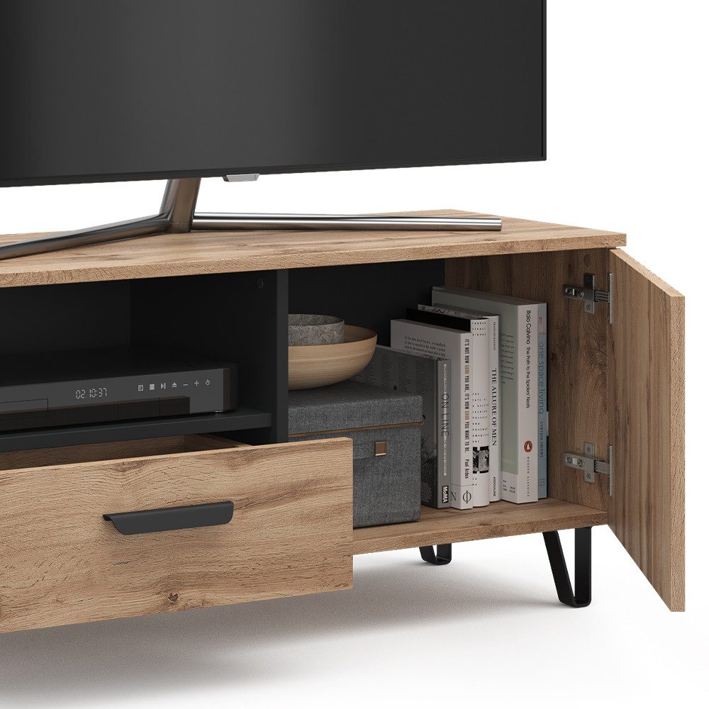 Vicco Lowboard Amber, Braun/Braun, 100.2 x 48.5 cm mit Schublade und Tür (1 St)