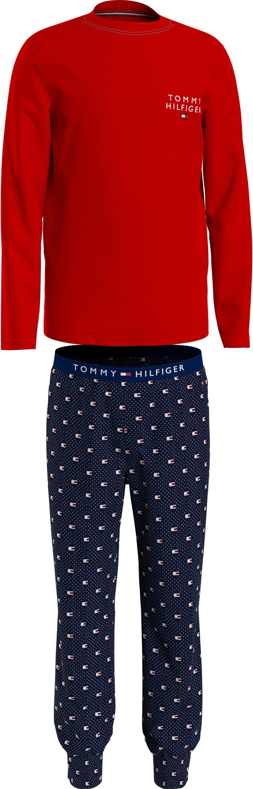 tlg) LS PJ (2 PRINT Tommy Branding LONG SET Hilfiger Schlafanzug Hilfiger Underwear PANTS mit Tommy