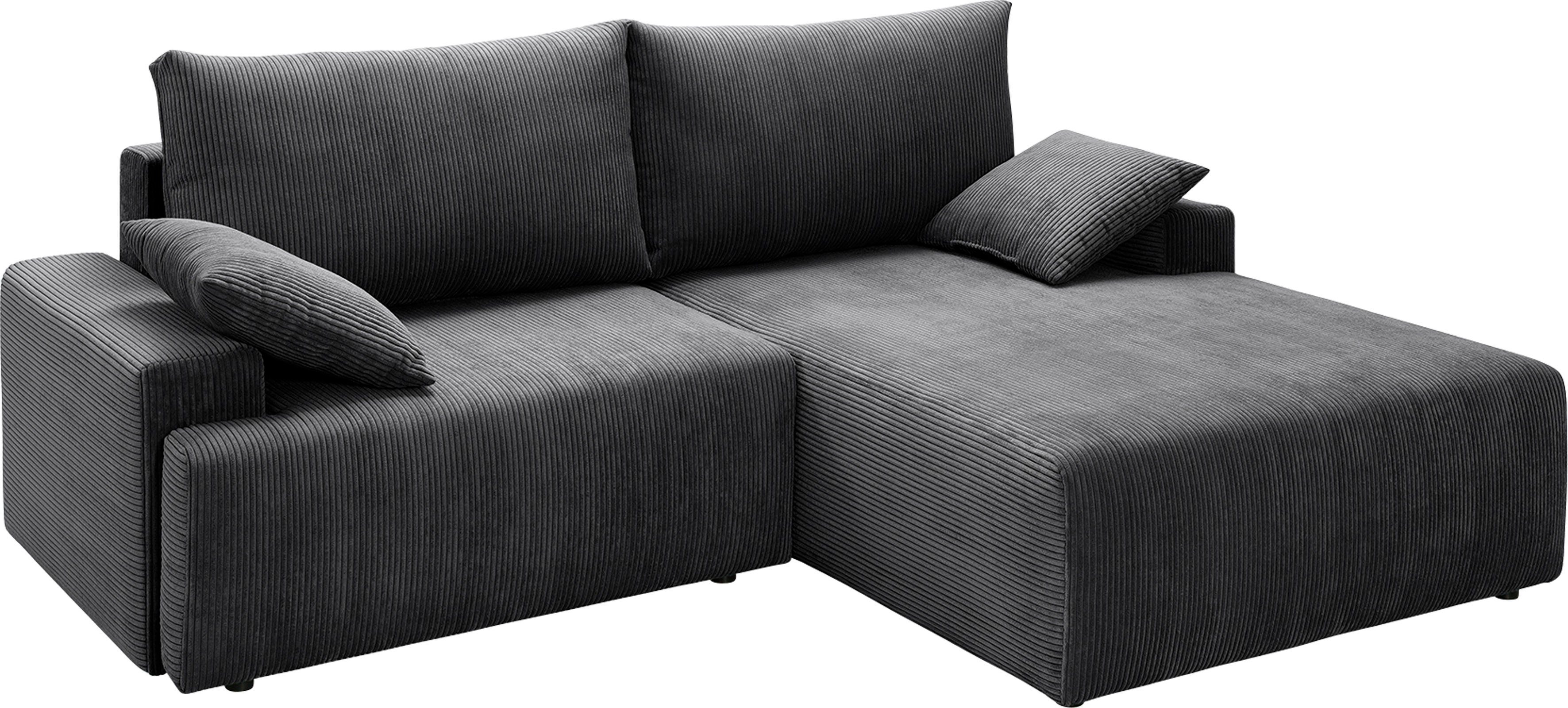 exxpo - sofa fashion Orinoko, Bettfunktion verschiedenen Ecksofa in und inklusive anthrazith Cord-Farben Bettkasten