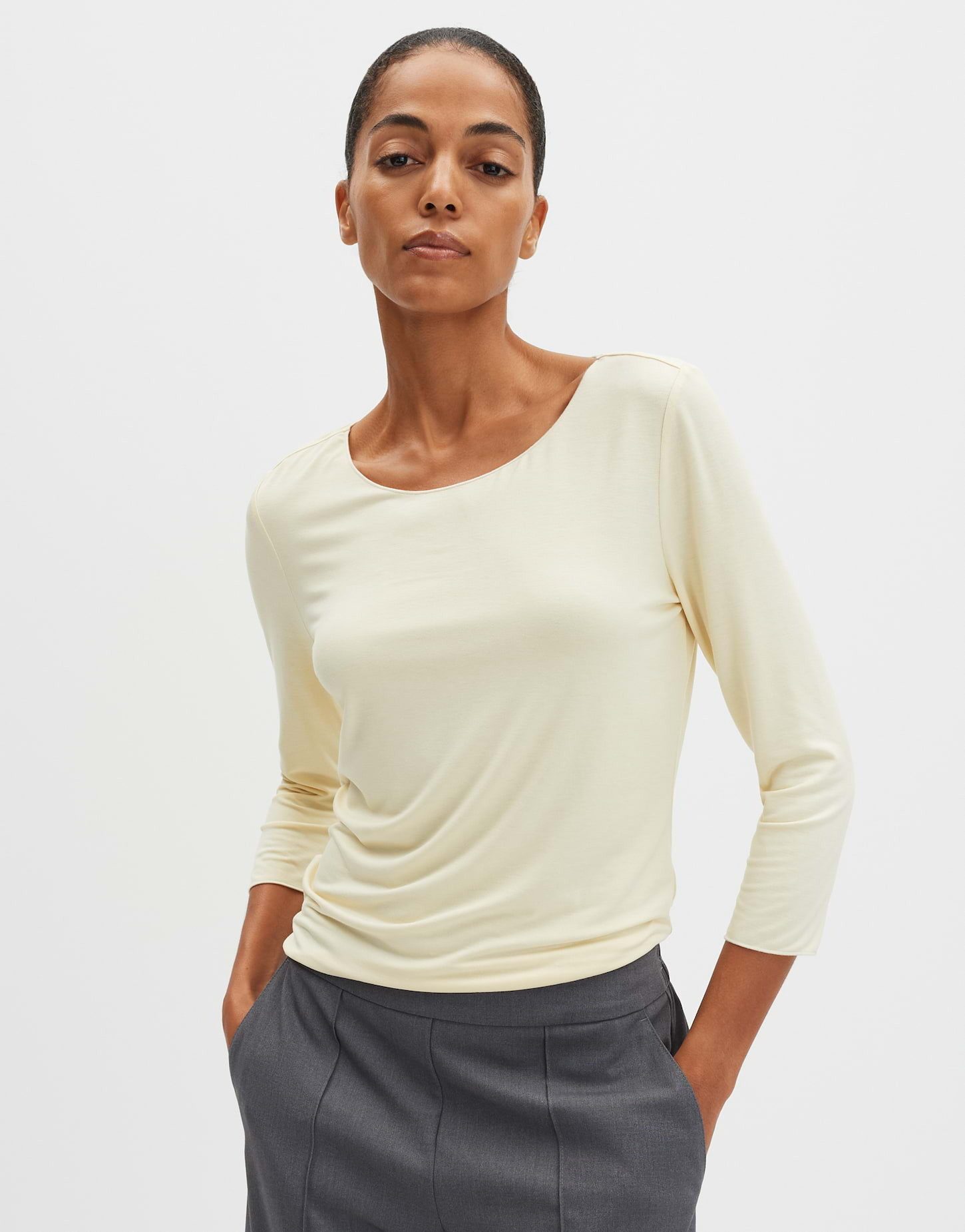 someday 3/4-Arm-Shirt KIROSA Slim aus ECOVERO™ Viskosemix schmale Passform, gerader Schnitt, normale Länge