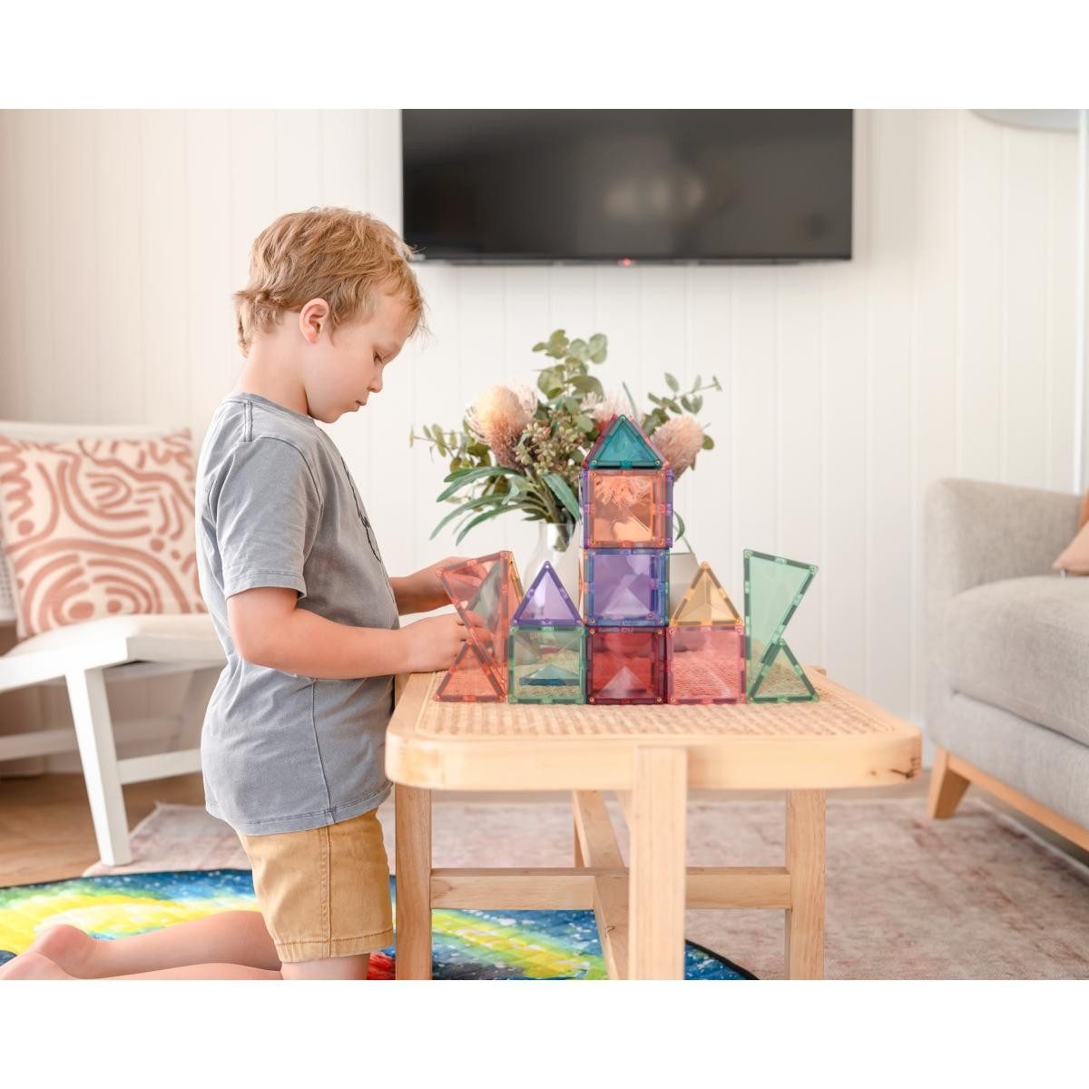 Connetix Pastel Starter Pack verstärkte Magnete pädagogisches Lernspiel Magnetspielbausteine, (Open Play, 64 Teile), ab 3 Jahren