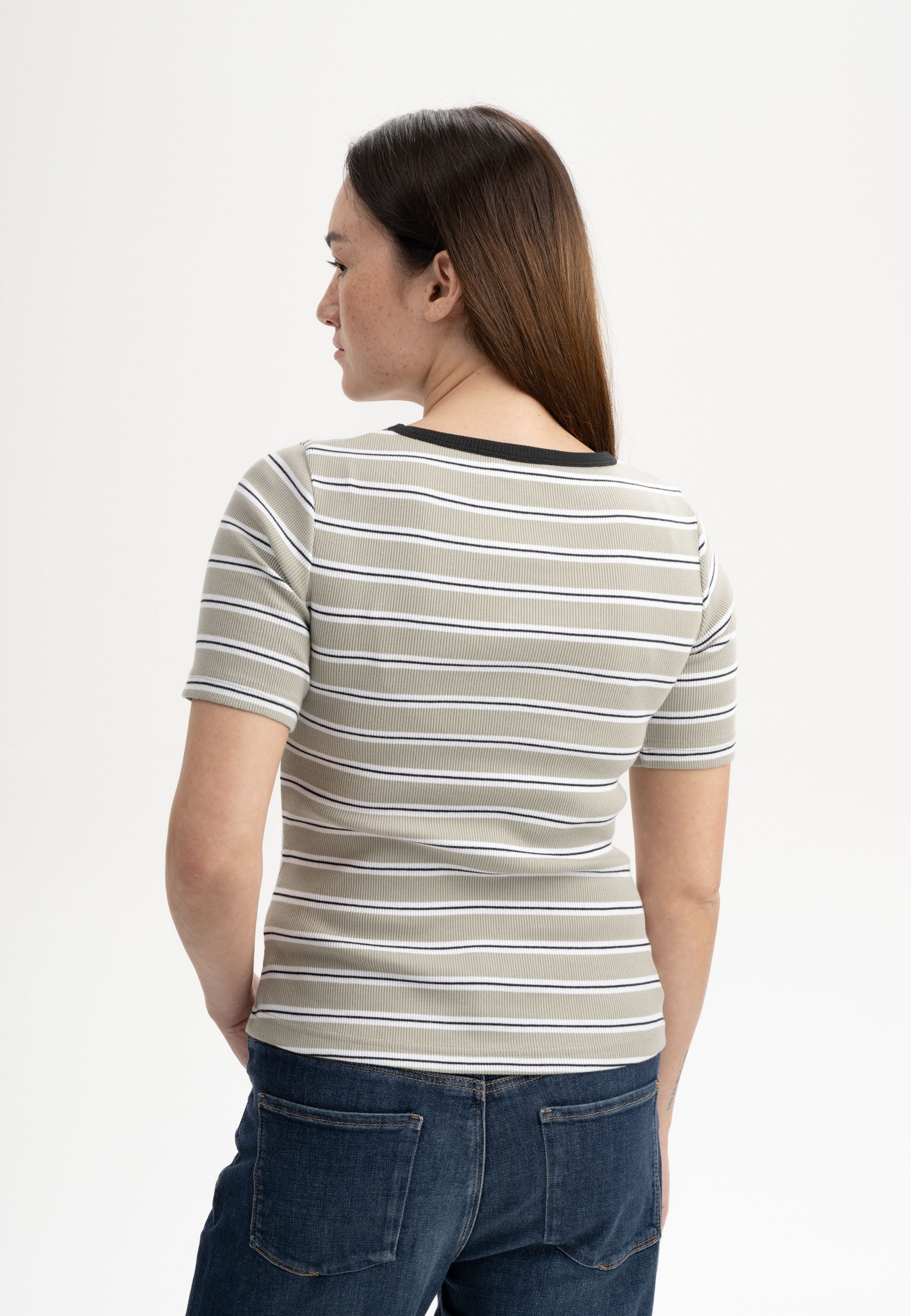 MELA Kurzarmshirt Ripp T-Shirt Style JASLEEN Kurze Ärmel