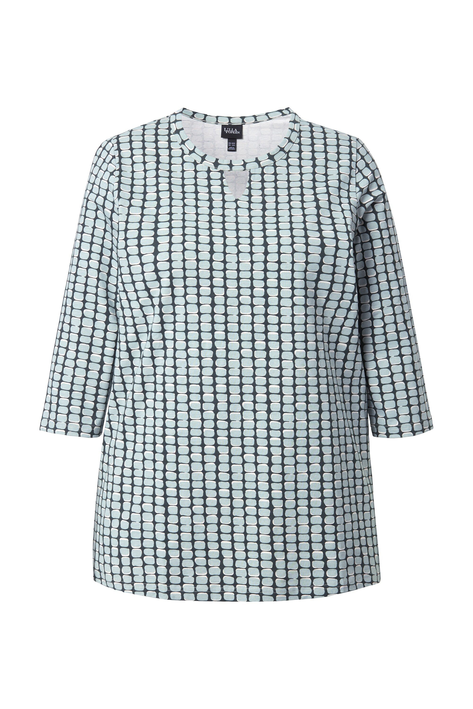 Ulla Popken T-Shirt Shirt grafischer Druck A-Linie Rundhals 3/4-Arm günstig online kaufen