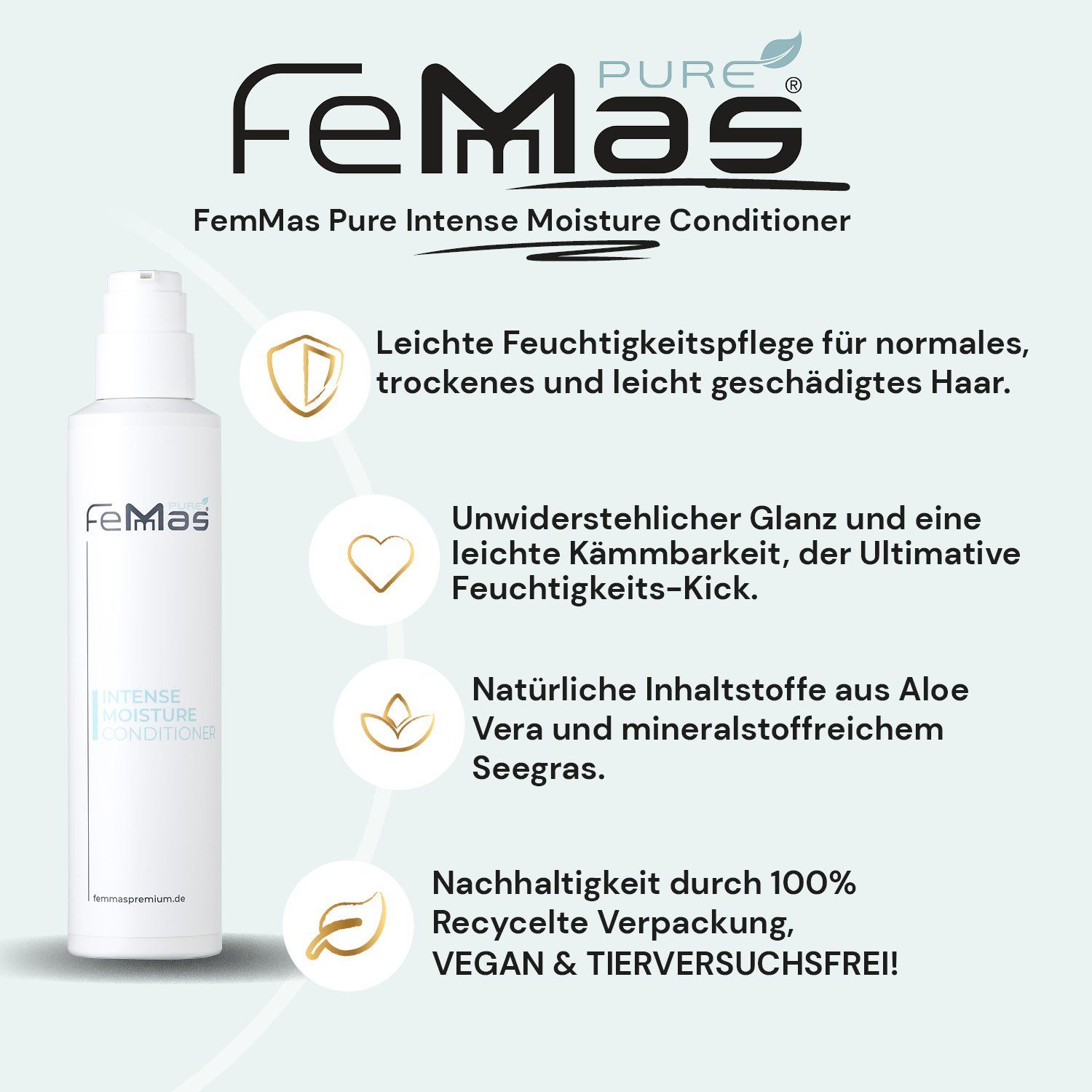 Haarpflege-Set Conditioner, Shampoo Geschenkset Femmas & Moisture Intense 2-tlg. Pure Premium Femmas