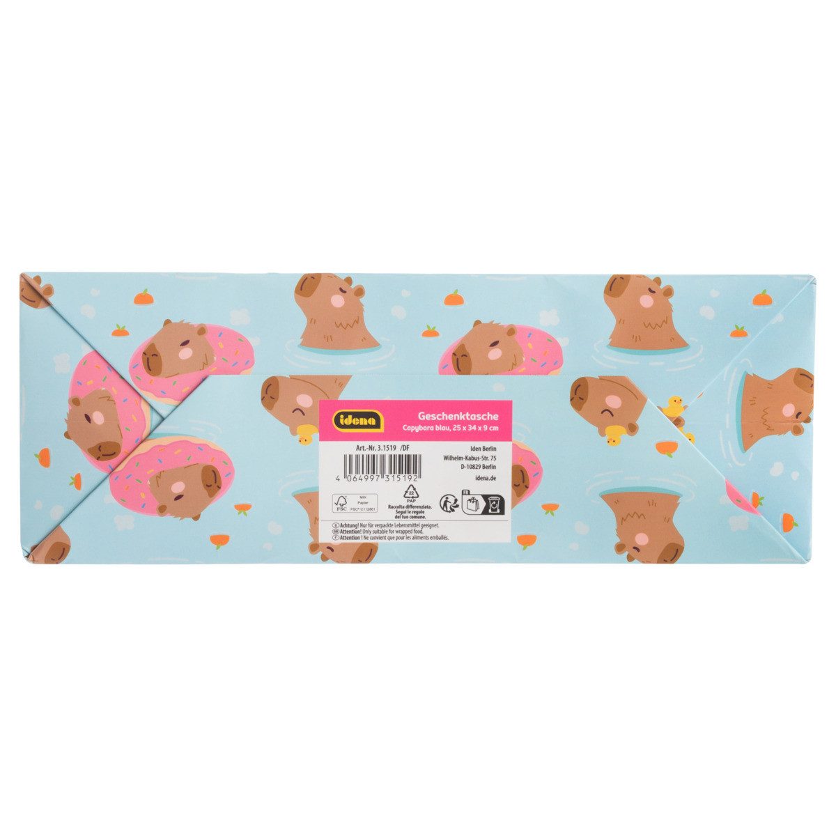 Idena Tragetasche Idena Geschenktasche Capybara blau 25x34x9cm 250g – Bild 4 von 5
