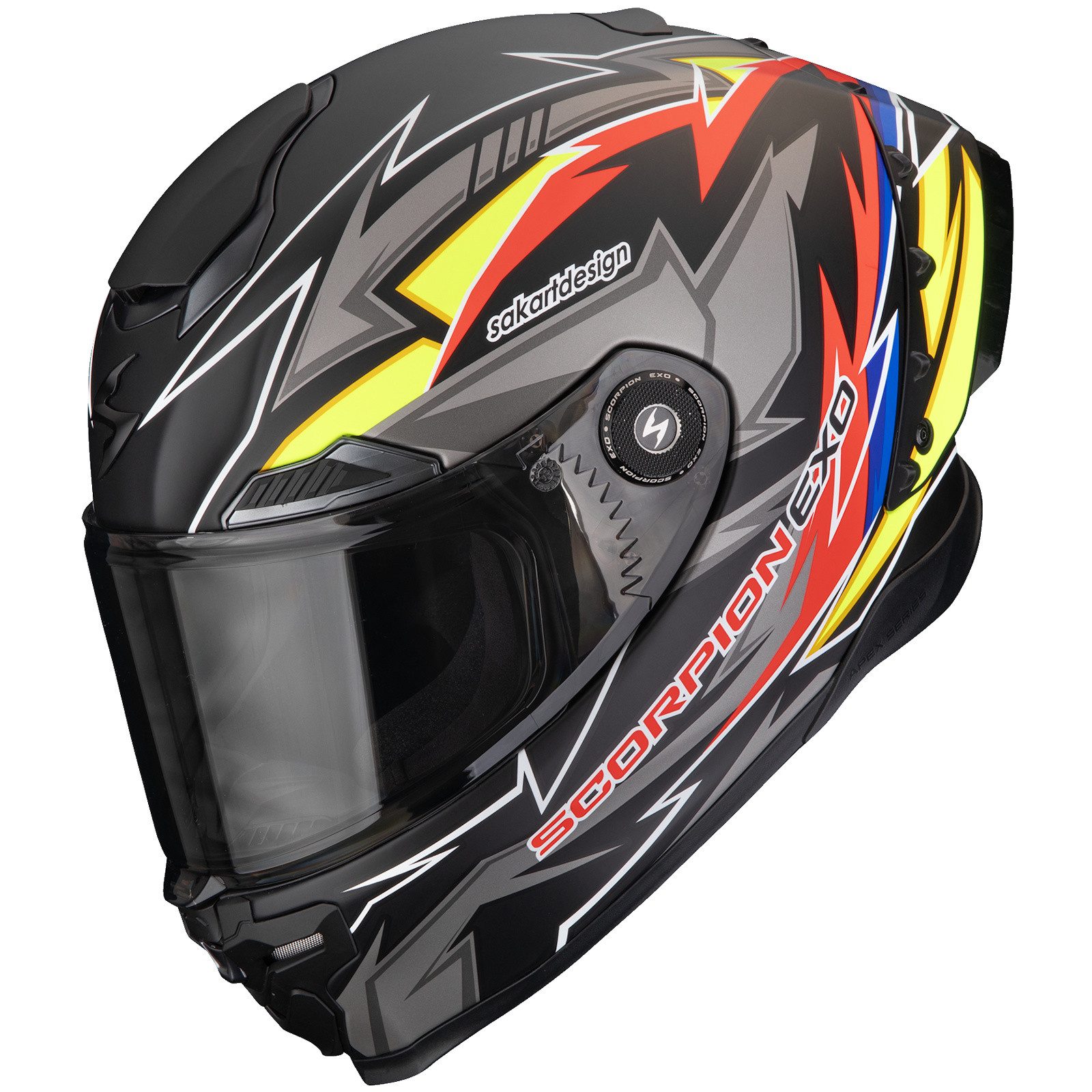 Scorpion Exo Motorradhelm Scorpion EXO-Race Air Move On Integralhelm Matt-Schwarz / Rot / Gelb M (1er Set), integralhelm motorrad