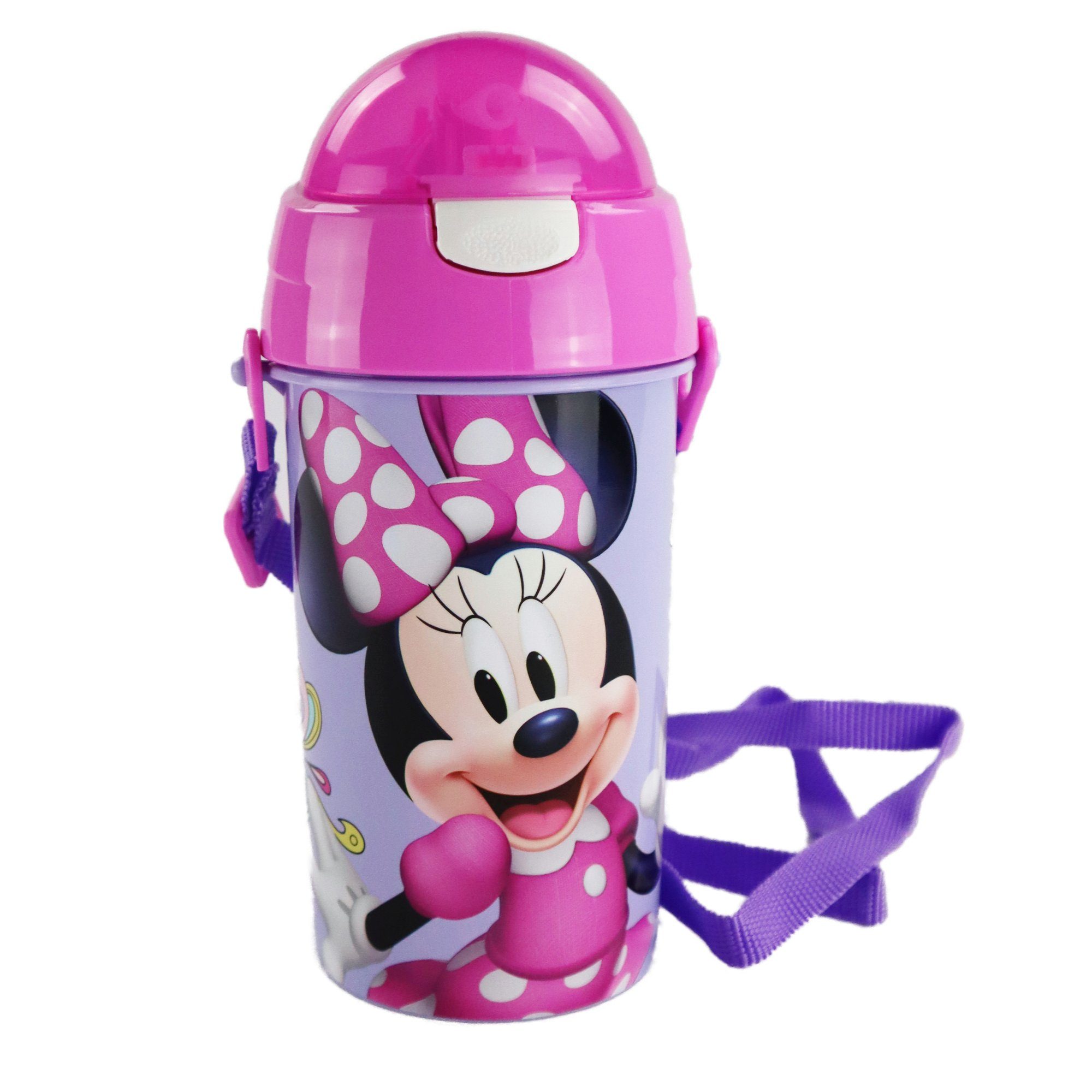 ml Trinkflasche und Minnie mit Flasche integriertem Wasserflasche, 500 Trinkhalm Disney Tragegurt Maus Disney