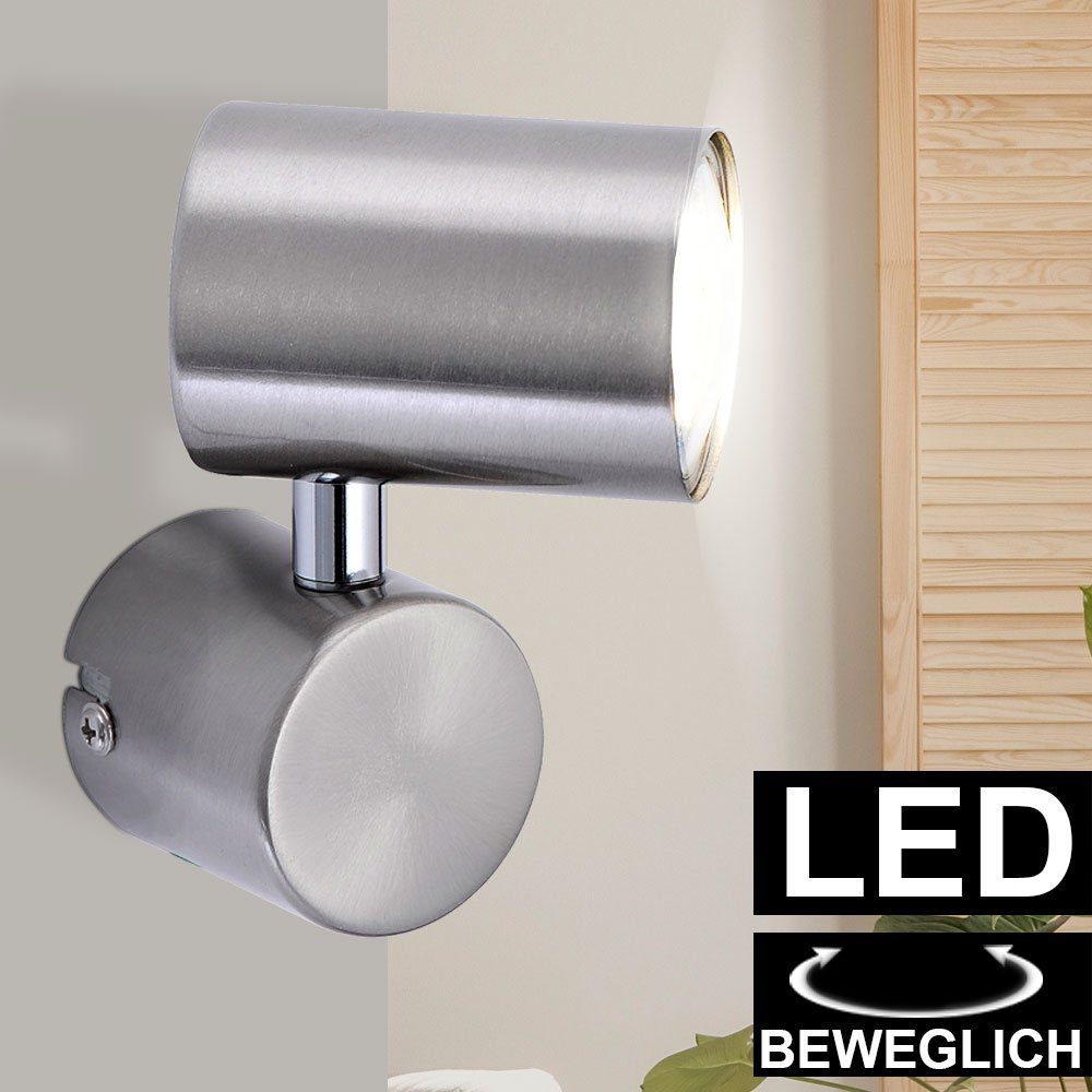 etc-shop LED Wandleuchte, Leuchtmittel inklusive, Warmweiß, Decken- Wandleuchte 3 Watt LED 1-flammig silber IP20 3000K Tarik