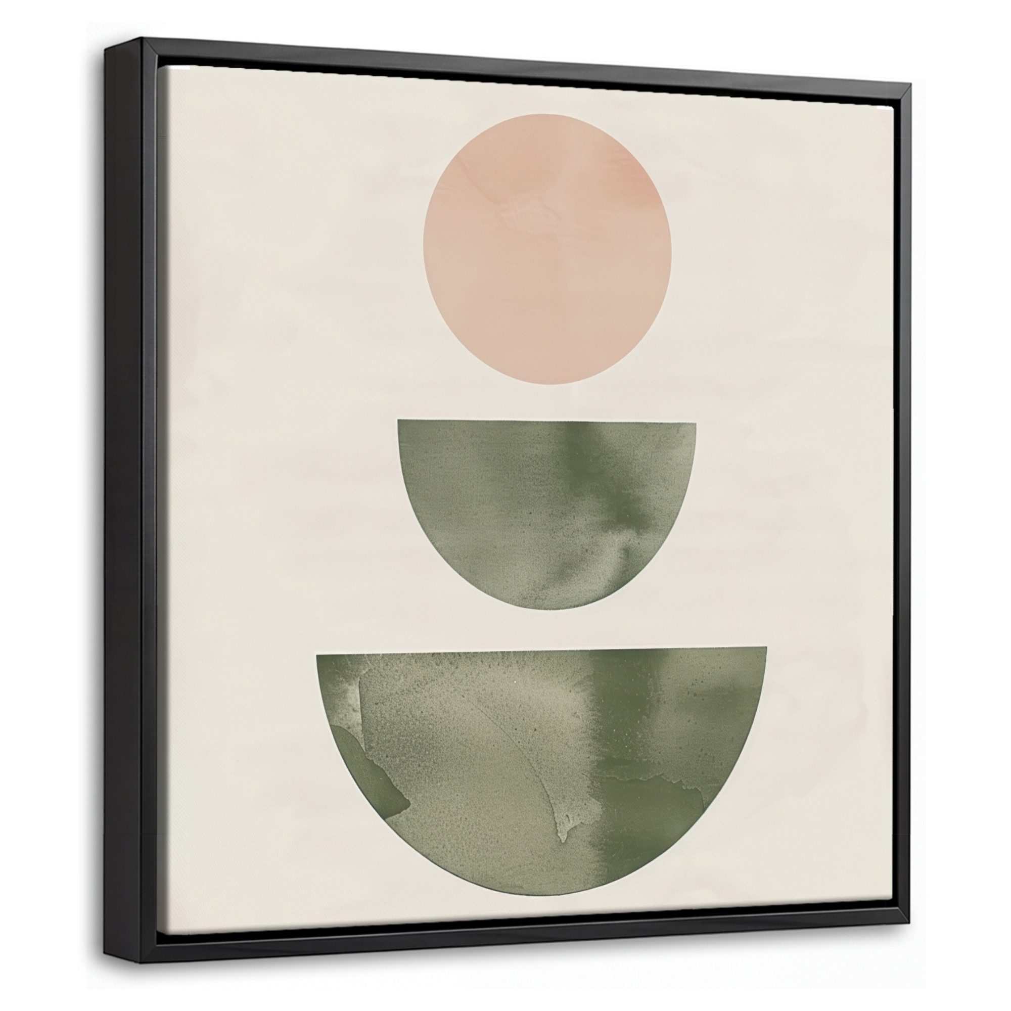 OneMillionCanvasses® Leinwandbild mit Rahmen - Modern - Rosa - Grün - Natur - Geometrisch - Formen, Fotodruck (1 St), Leinwand Bilder Klein, Wand Dekoration Aesthetic 20x20cm