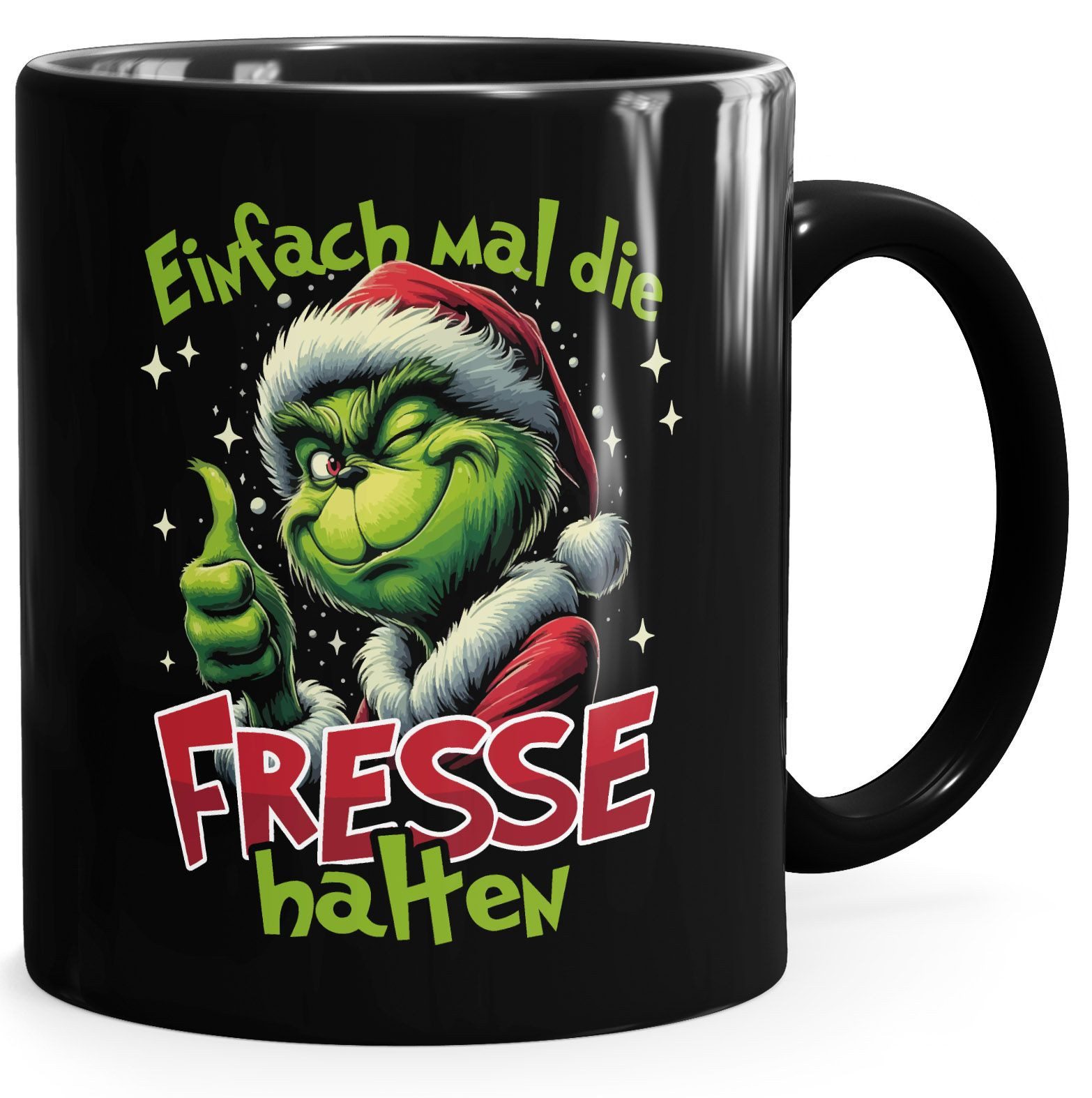 Tasse Tasse Weihnachten Grinch Spruch Einfach mal die Fresse halten