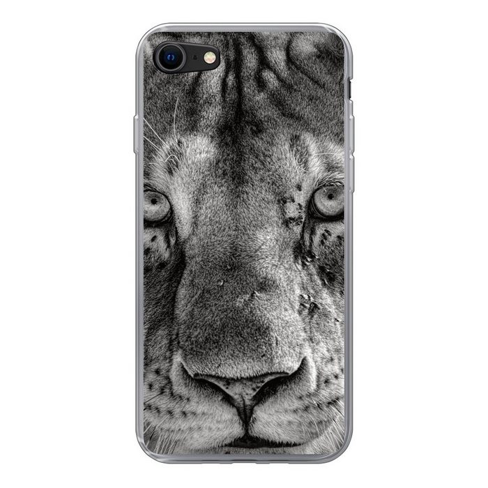 MuchoWow Handyhülle Tierprofil Löwin in schwarz und weiß Handyhülle Apple iPhone SE (2020) Smartphone-Bumper Print Handy