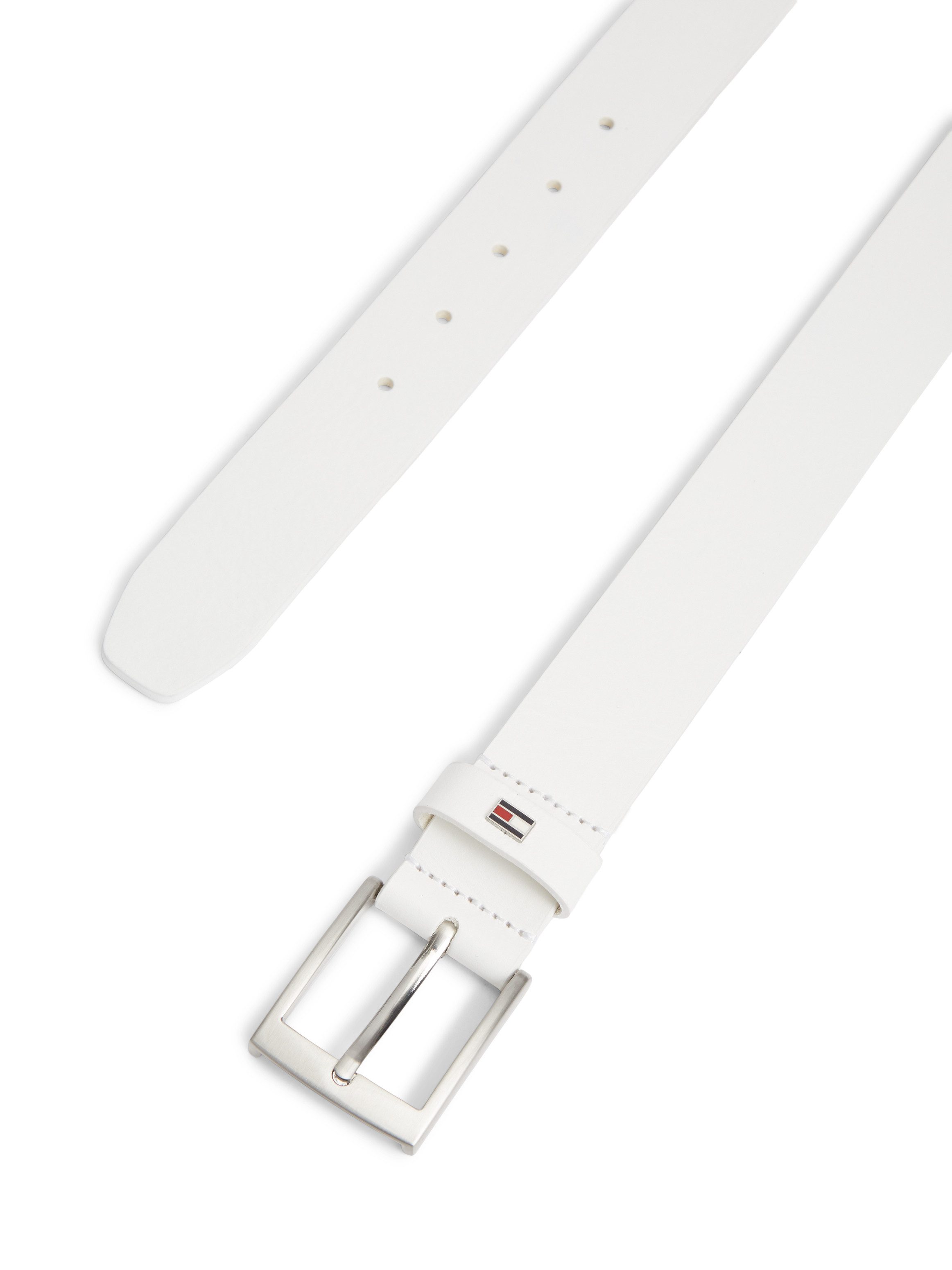 Tommy Hilfiger Ledergürtel ADAN 3.5 cm breit EXT Metalllogopatch, Einfachdornschnalle