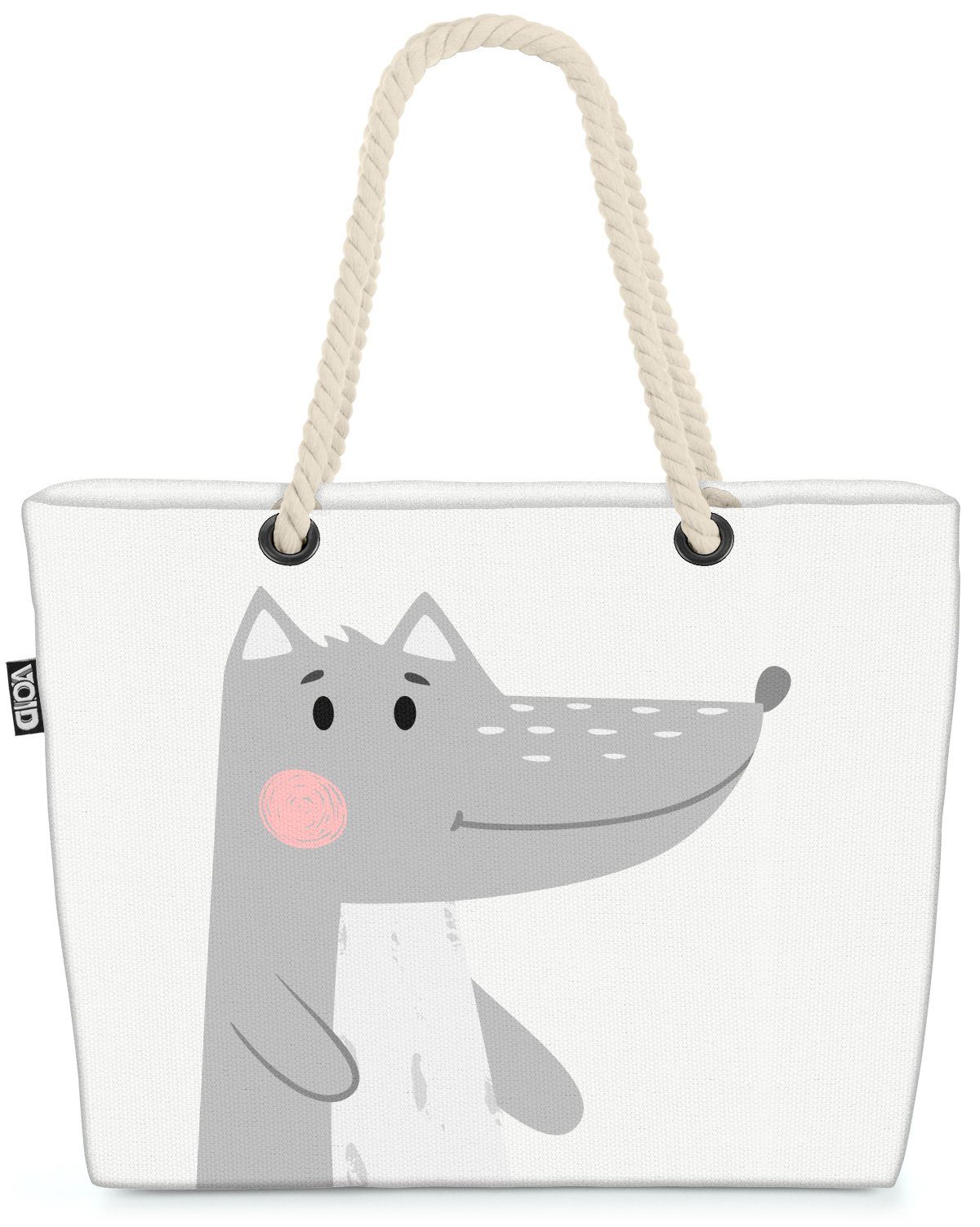 VOID Strandtasche (1-tlg), Wolf Tierkinder Cartoon Wolf Tierkinder Cartoon Tiere Kinder Kinderzi | Strandtaschen