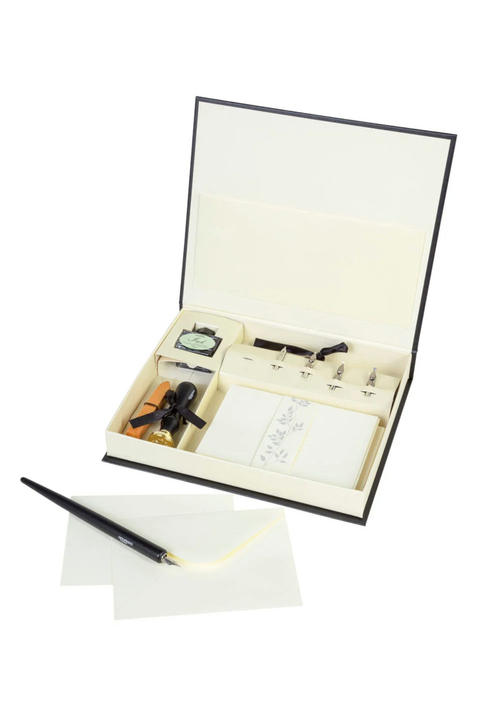 Crelando Kalligraphie-Stift Kalligraphie Set 30 teilig mit Federhalter Tinte und Siegelstempel, (Kalligraphie-Set, 30-tlg., 30-teiliges Komplettset), Mit Federhalter, Tinte, Siegelstempel, Siegelwachs und Karten