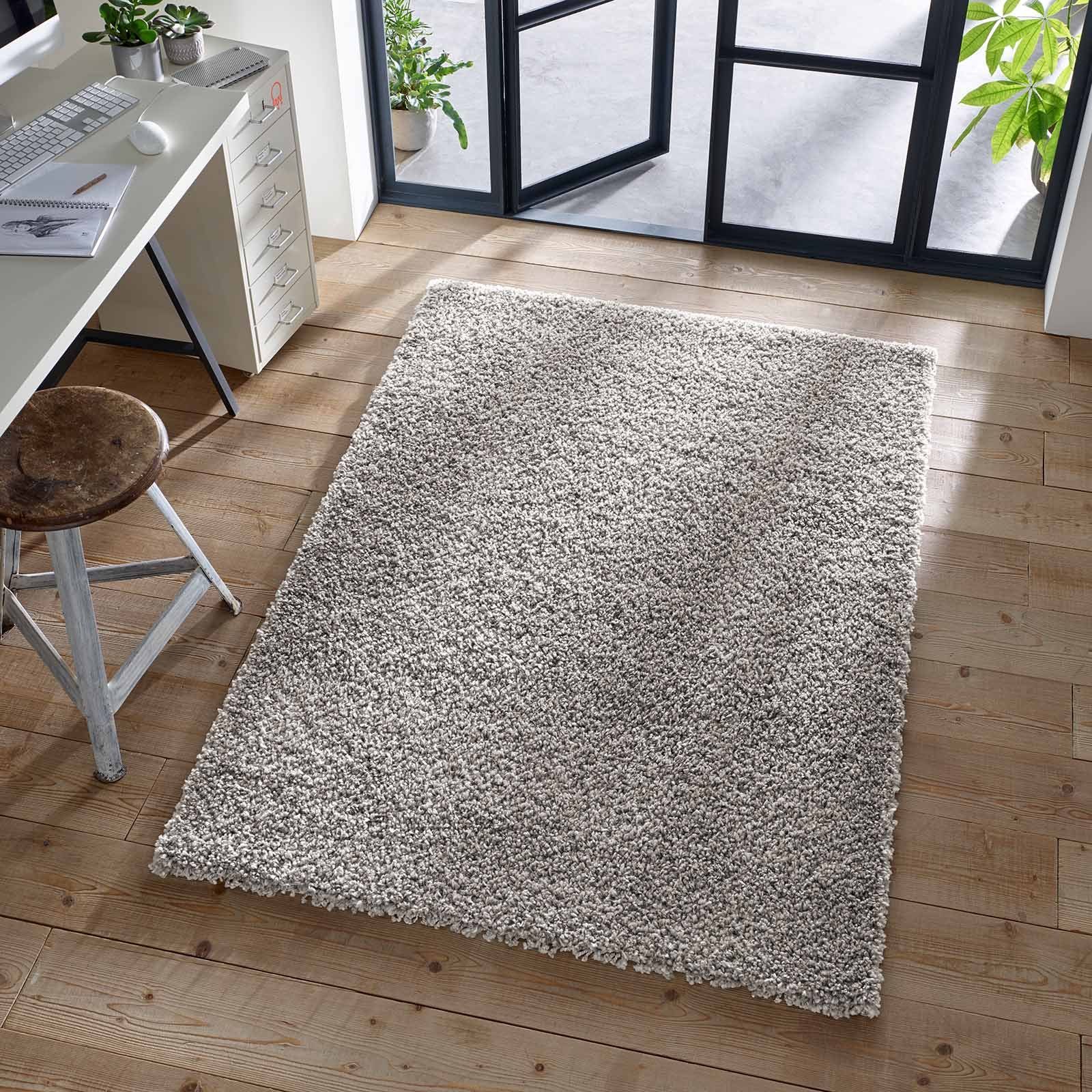 Langflor-Teppich Shaggy Teppich Langflor, TaCa Home, rechteckig, Höhe: 35 mm, Wohnzimmer Esszimmer Schlafzimmer Kinderzimmer, Grau - 60 x 90 cm