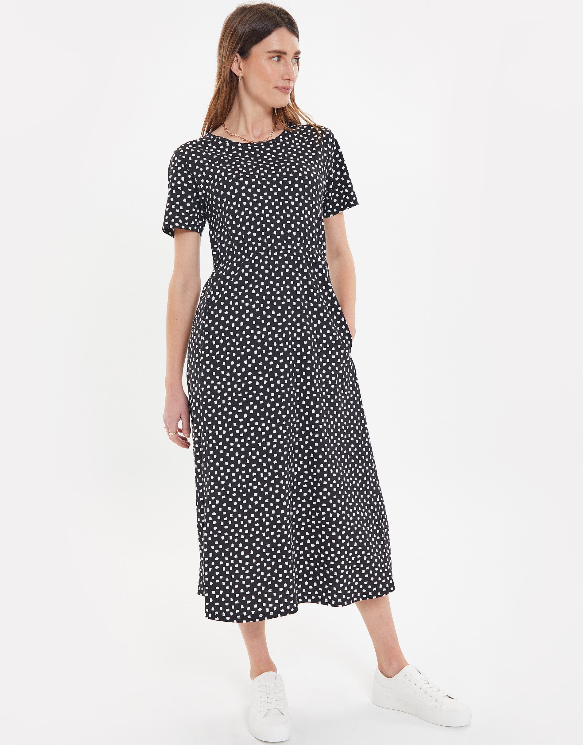 Threadbare Jerseykleid THB Danni Smock Midi Dress W/Pockets (1-tlg) mit kurzen Ärmeln