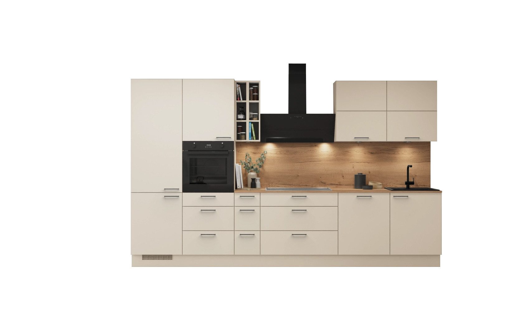 nobilia® Küchenzeile Krusbaer, individuell anpassbar, gratis Küchenplanung mit Profis, (Breite 360 cm), vormontiert, wahlw. mit E-Geräten, inkl. Lieferung