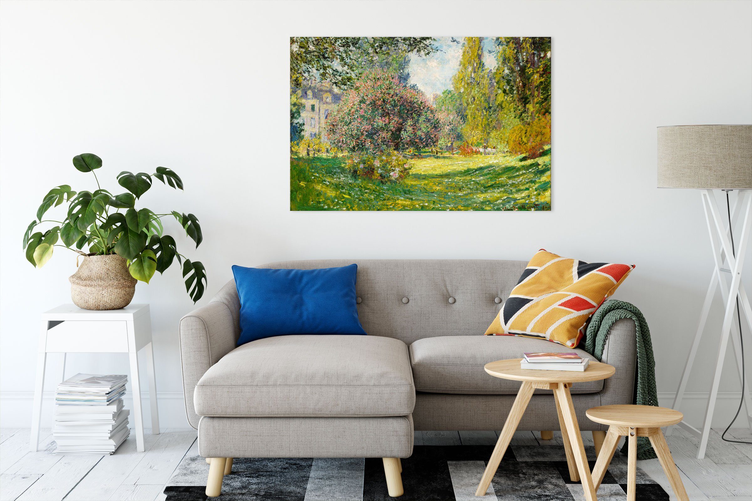 Pixxprint Leinwandbild Claude Monet - Landschaft am Park Monceau, Claude Monet - Landschaft am Park Monceau (1 St), Leinwandbild fertig bespannt, inkl. Zackenaufhänger
