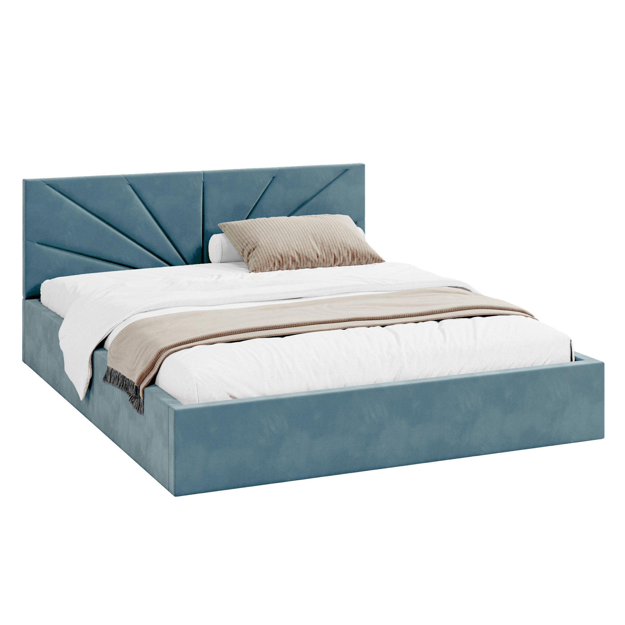 FDM Polsterbett SUNSET Bettgestell MADE IN EU - mit hochwertigem Velours Bezug (verfügbar 90x200 120x200 140x200 160x200 180x200cm, Bettrahmen, Bett, mit großen gepolsterten Kopfteil, mit Bettkasten zum aufklappen), Hebbarer Metallrahmen, Bettkasten, ohne Matratze