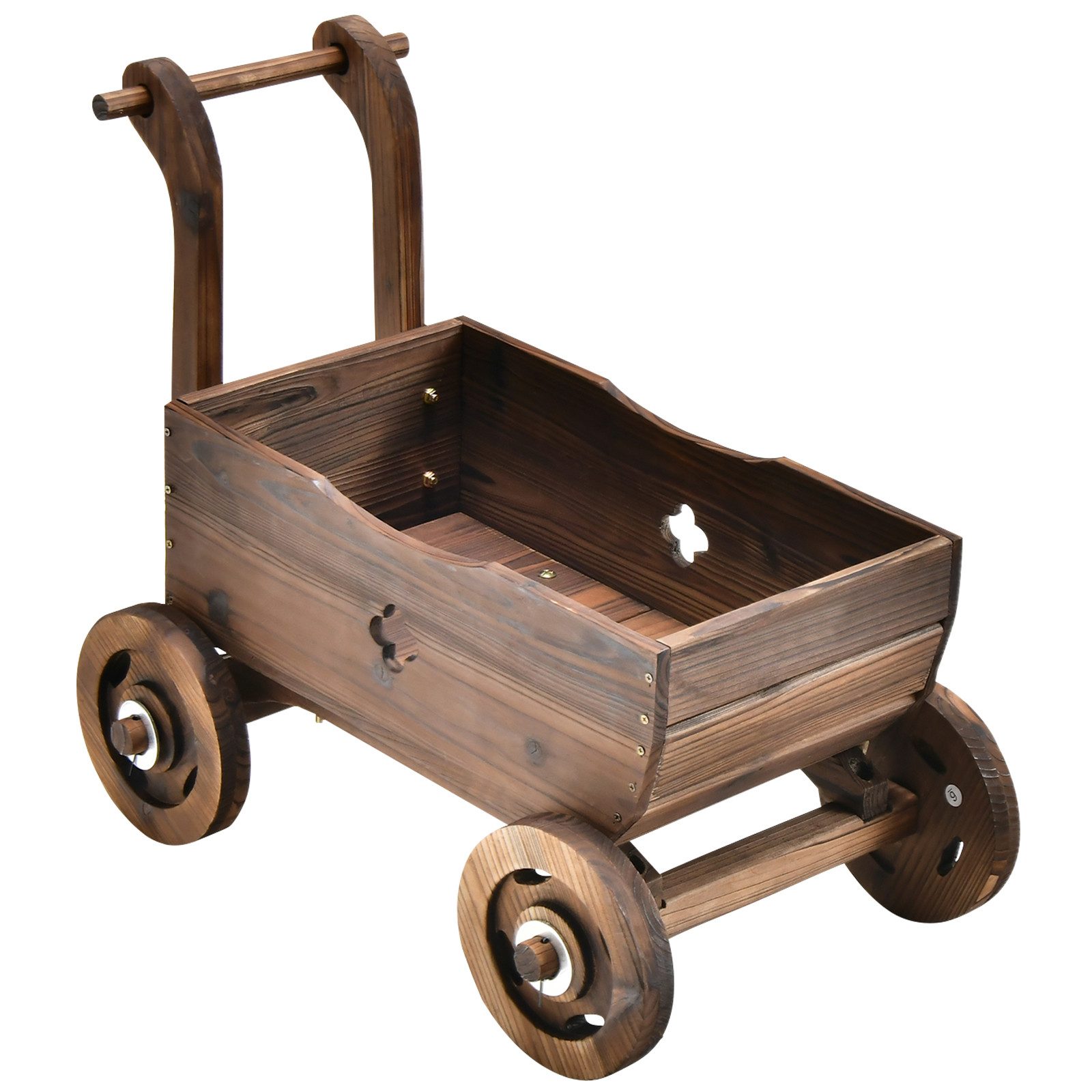 COSTWAY Blumenständer, Blumenwagen mit Rädern & Abflussloch, 68x38,5x53,5cm günstig online kaufen