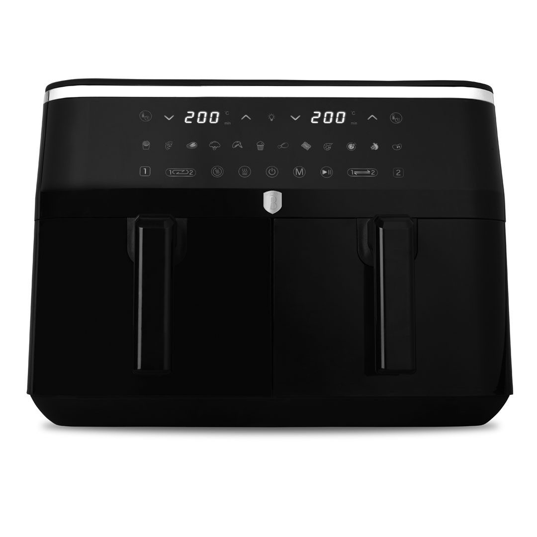 BerlingerHaus Heißluftfritteuse BH 9883, 3100 W, 9 L, 2 x 4,5 L, 12 Programme, Sichtfenster, Touchdisplay, bis 3100 W