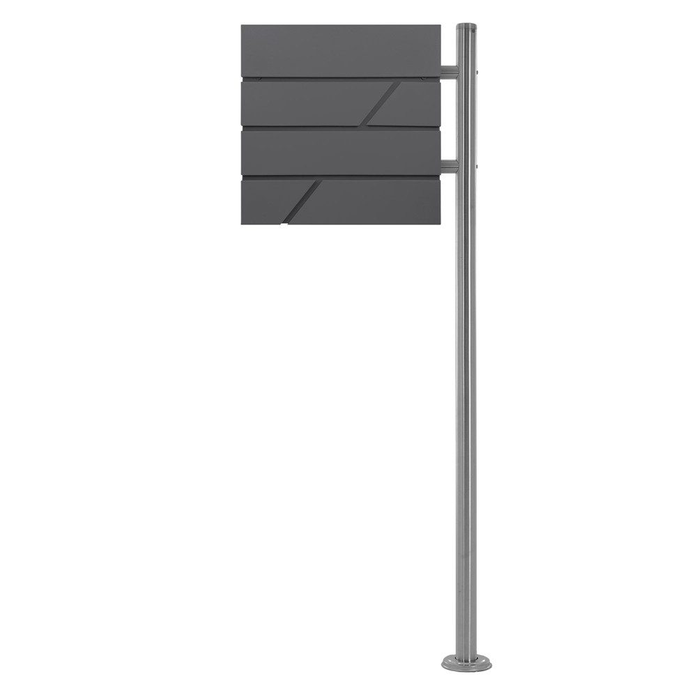 ML-DESIGN Standbriefkasten Wandbriefkasten Briefkasten Postkasten mit Zeitungsfach inkl. Standfuß, Briefkastenanlage mit Standfuß Silber 120 cm Mailbox mit Pfosten