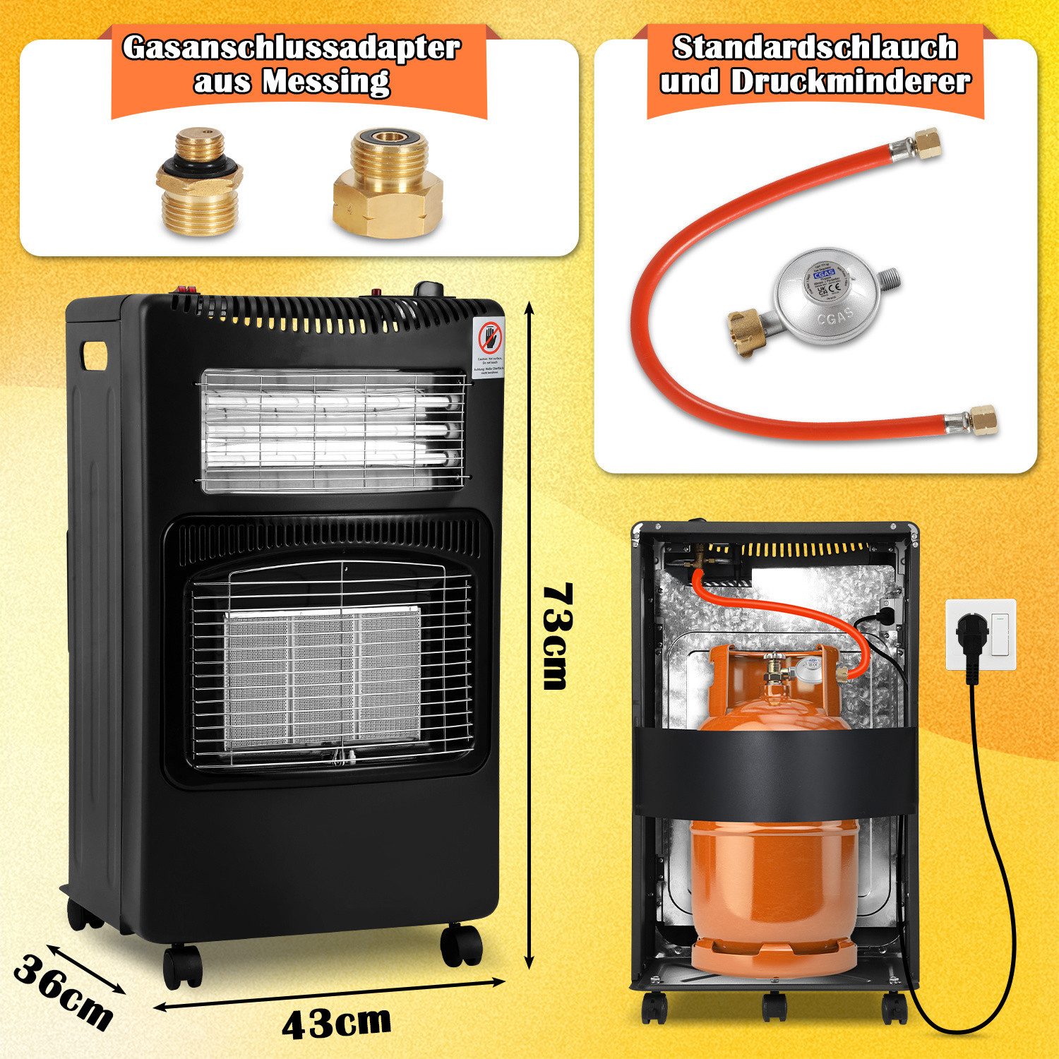 Clanmacy Heizlüfter Gasheizung 4,2KW mit Deutsch-Europäisch-Konverter Gasof günstig online kaufen