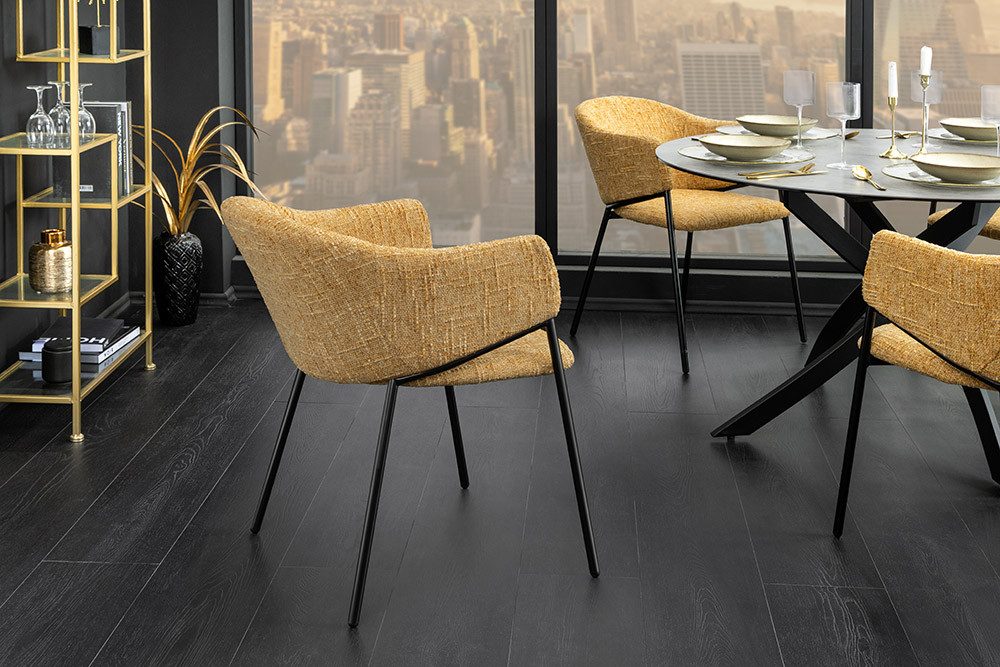 riess-ambiente Esszimmerstuhl NOBLESSE senfgelb/schwarz - Chenille, günstig online kaufen