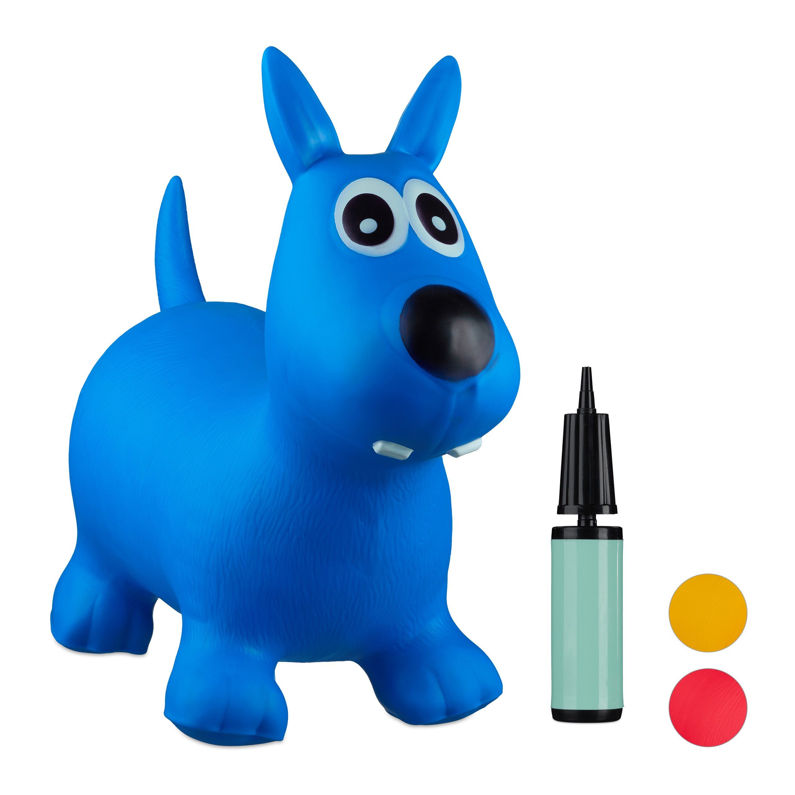relaxdays Hüpftier Hund, (2-tlg), blau