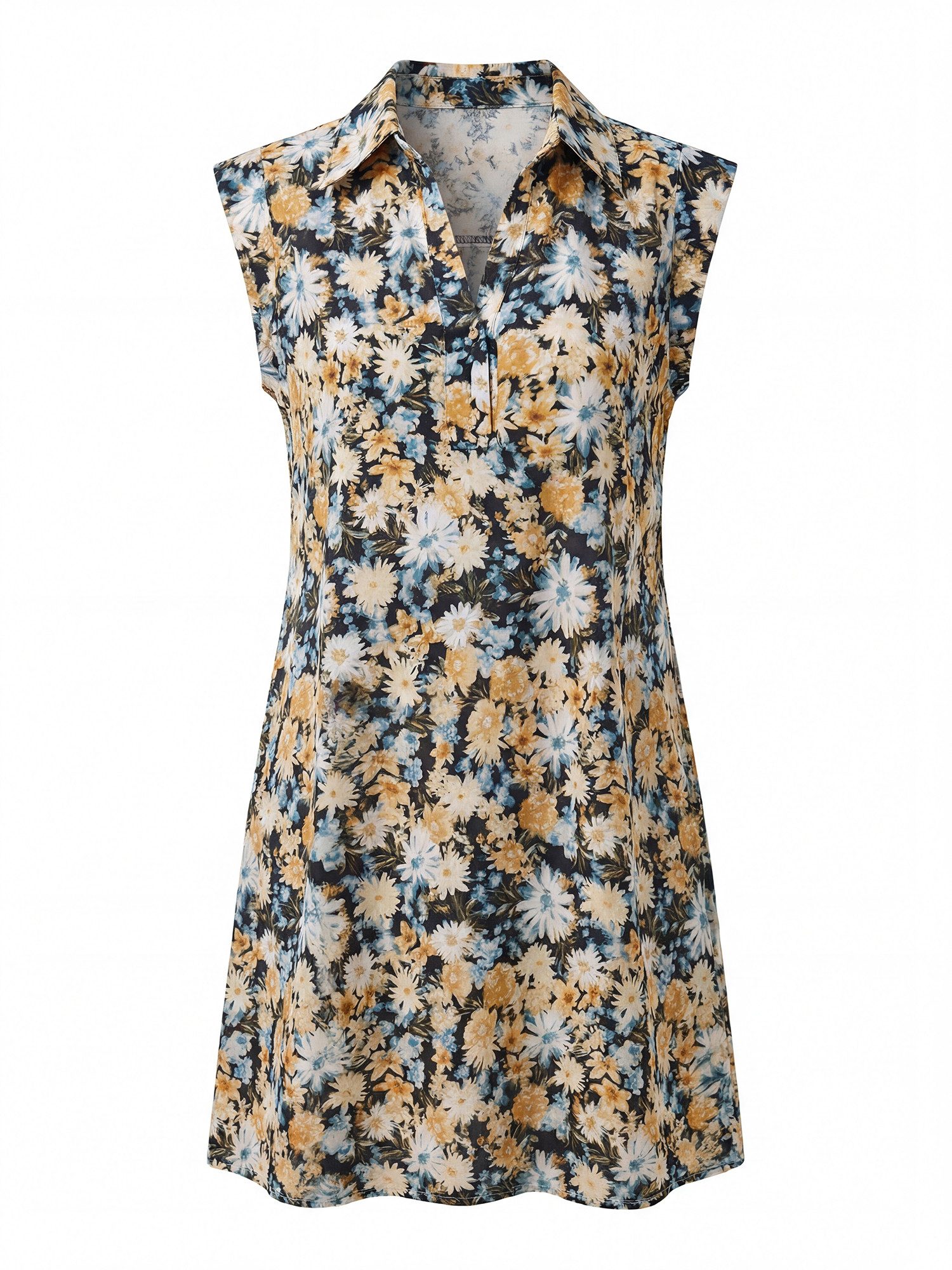 Imily Bela Druckkleid Damen ärmellos Blumenmuster mit V-Ausschnitt und Seitentaschen (Packung, 1-tlg., 1per-Pack) Print – Bild 5 von 5