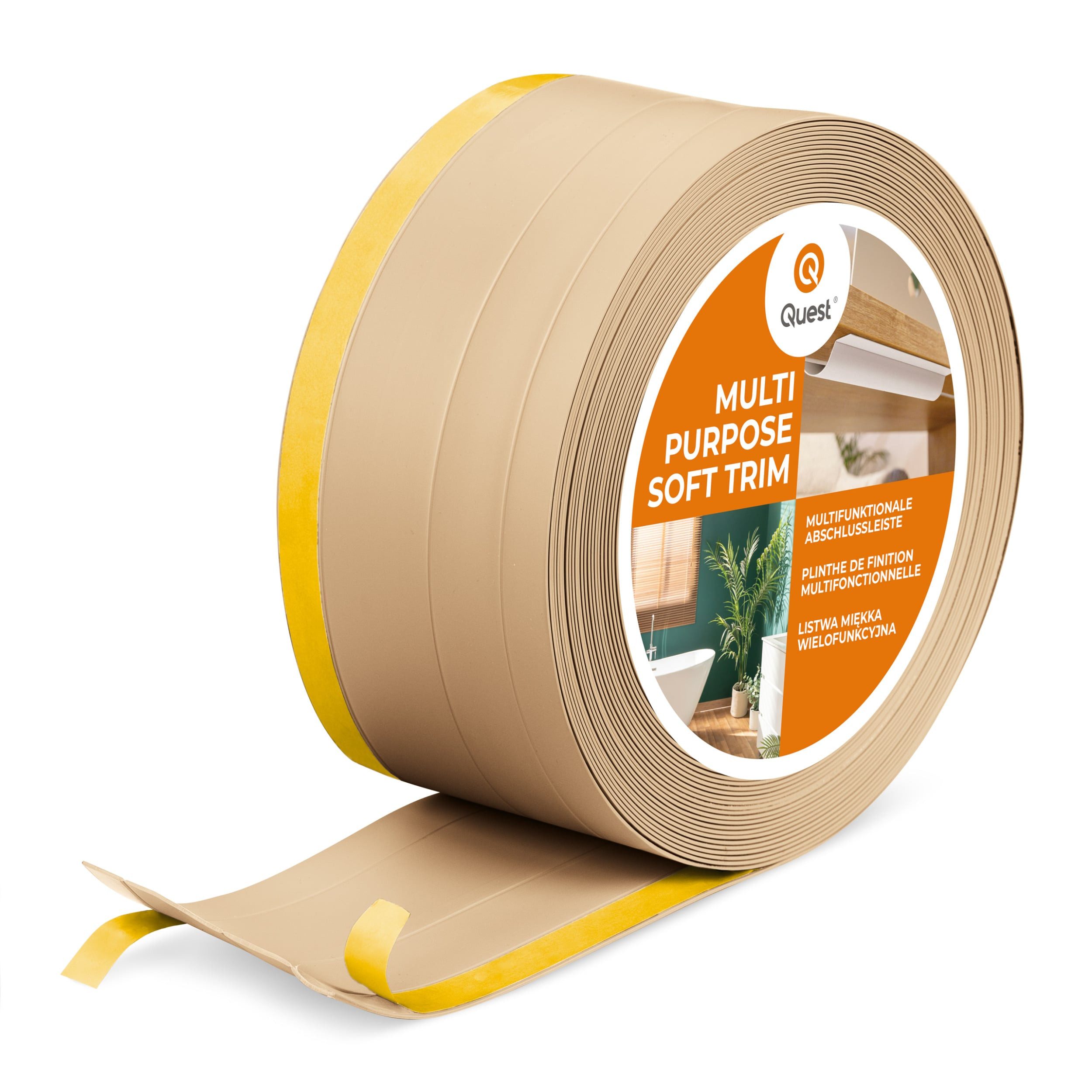 Quest Abschlussleiste Multifunktionsleiste W2 4in1 selbstklebend 120 mm, Selbstklebend, Kunststoff (PVC), 1-St., selbstklebend, 4in1, 120 mm, 5-m-Rolle