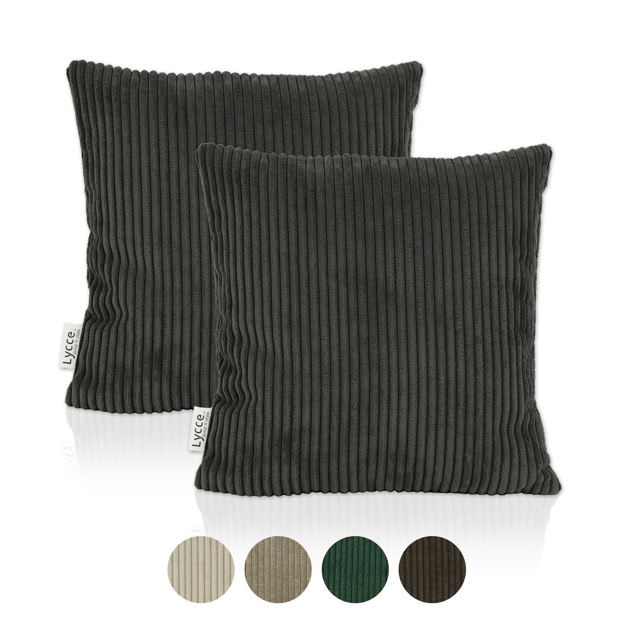 Lycce Dekokissen Kissenbezug 2er Set CORD Stoff (40 x 40 cm) mit Reißversch günstig online kaufen