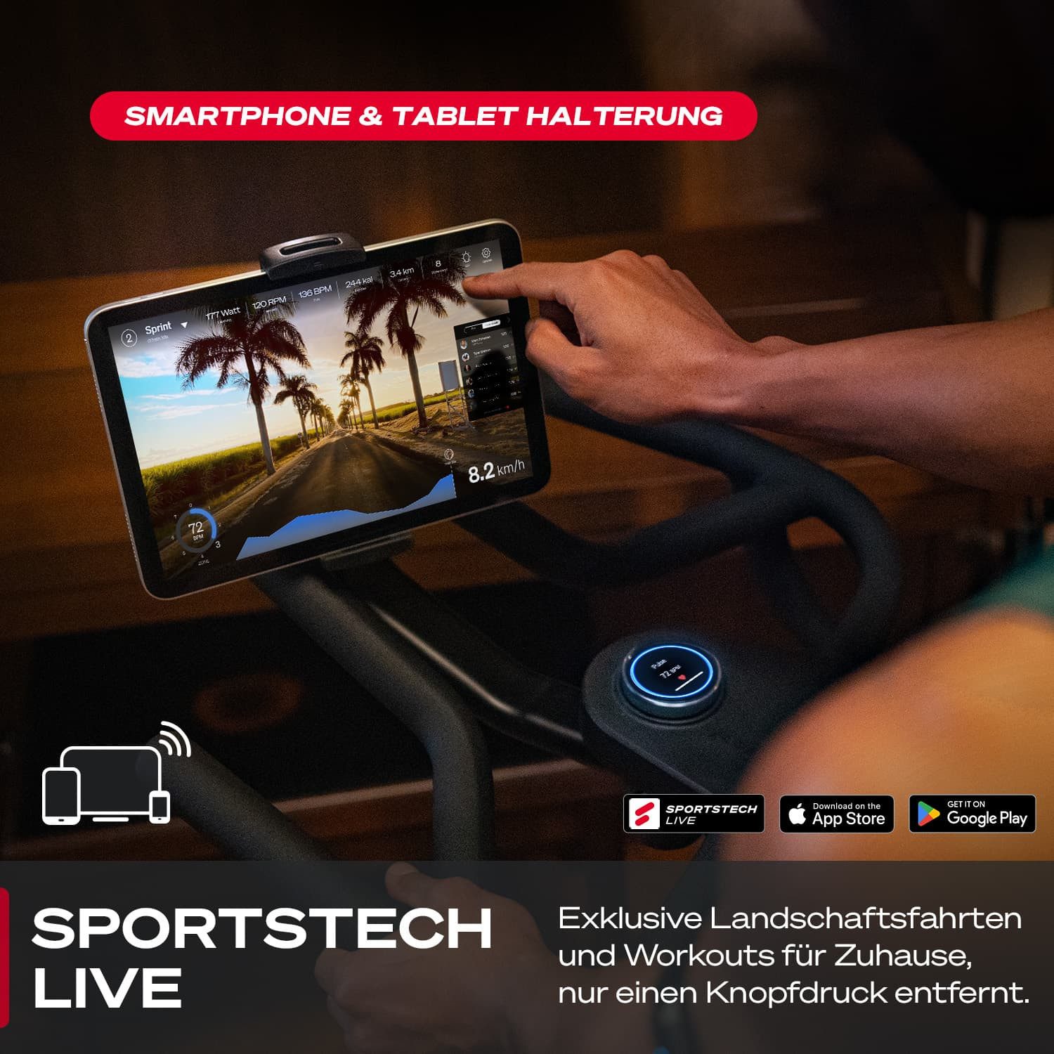 Sportstech Speedbike sBike Lite, LED-Funktion & App Support, Innovatives Speedbike