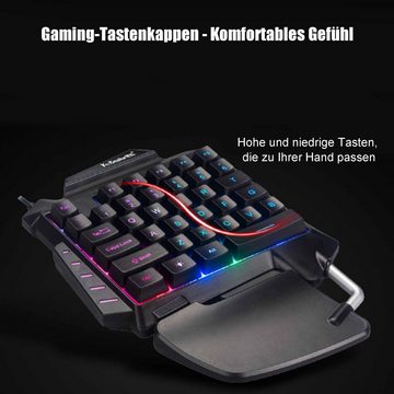 Diida Tastatur, Gaming-Tastatur,Einhändig bedienbare Tastatur Tastatur (Bequeme Handauflage, ergonomisches Design, verschiedene Lichteffekte)