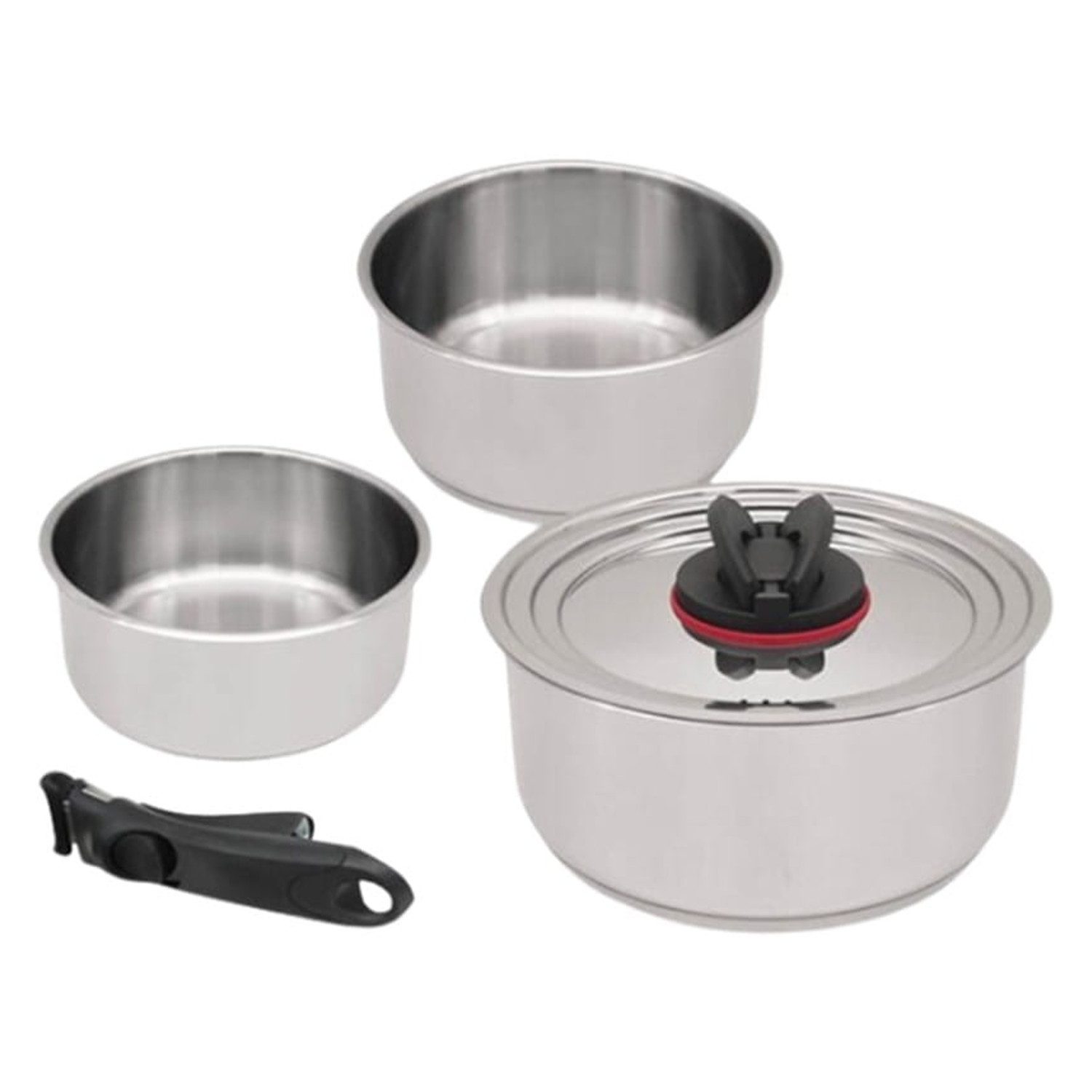 Maestro Kochtopf 3er-Set Кастрюли abnehmbarer Griff, 1,3 1,9 und 2,7 l, Edelstahl (3er-Set), 3er-Set mit abnehmbarer Griff