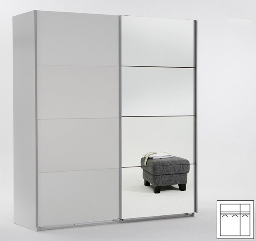 Wimex Schwebetürenschrank Easy Plus (Easy Plus) 135cm weiß 2-türig mit Spiegel