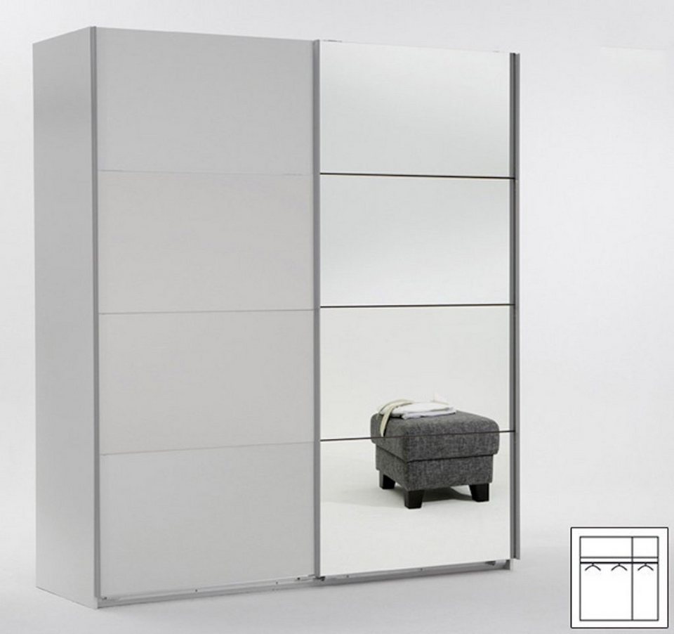 Wimex Schwebetürenschrank Easy Plus (Easy Plus, 1-St) 135cm weiß 2-türig  mit Spiegel