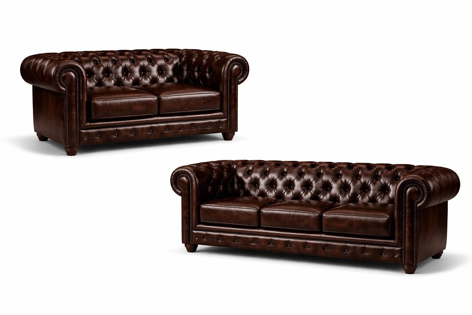 Xlmoebel Chesterfield-Sofa Exklusive Designer-Polstersofa-Couch-Garnitur aus 3 + 2 SOFORT, Hergestellt in Europa
