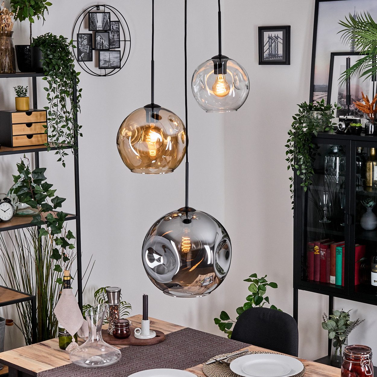 hofstein Hängeleuchte Hängelampe aus Metall/Glas in günstig online kaufen
