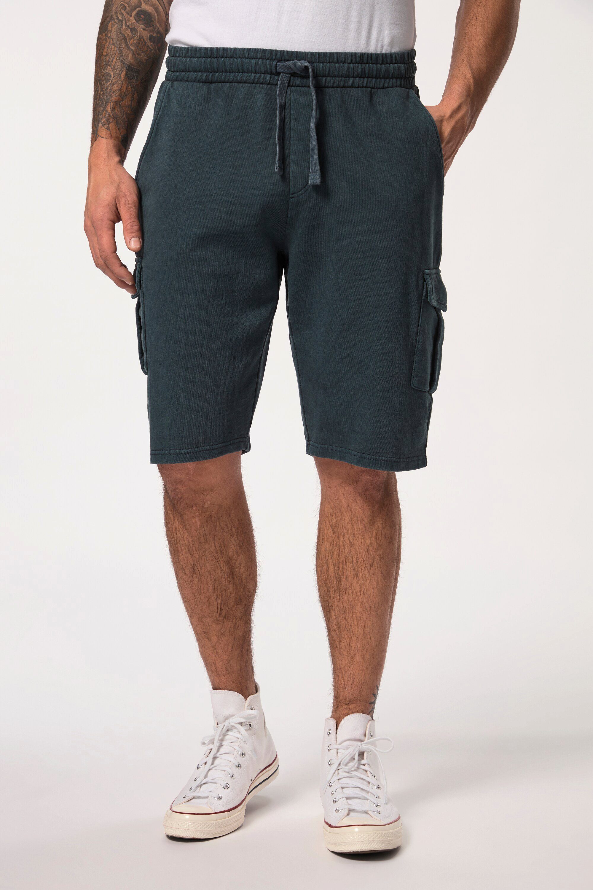 Sweathose Sweatbermuda Cargotaschen Vintage-Wash Elastikbund